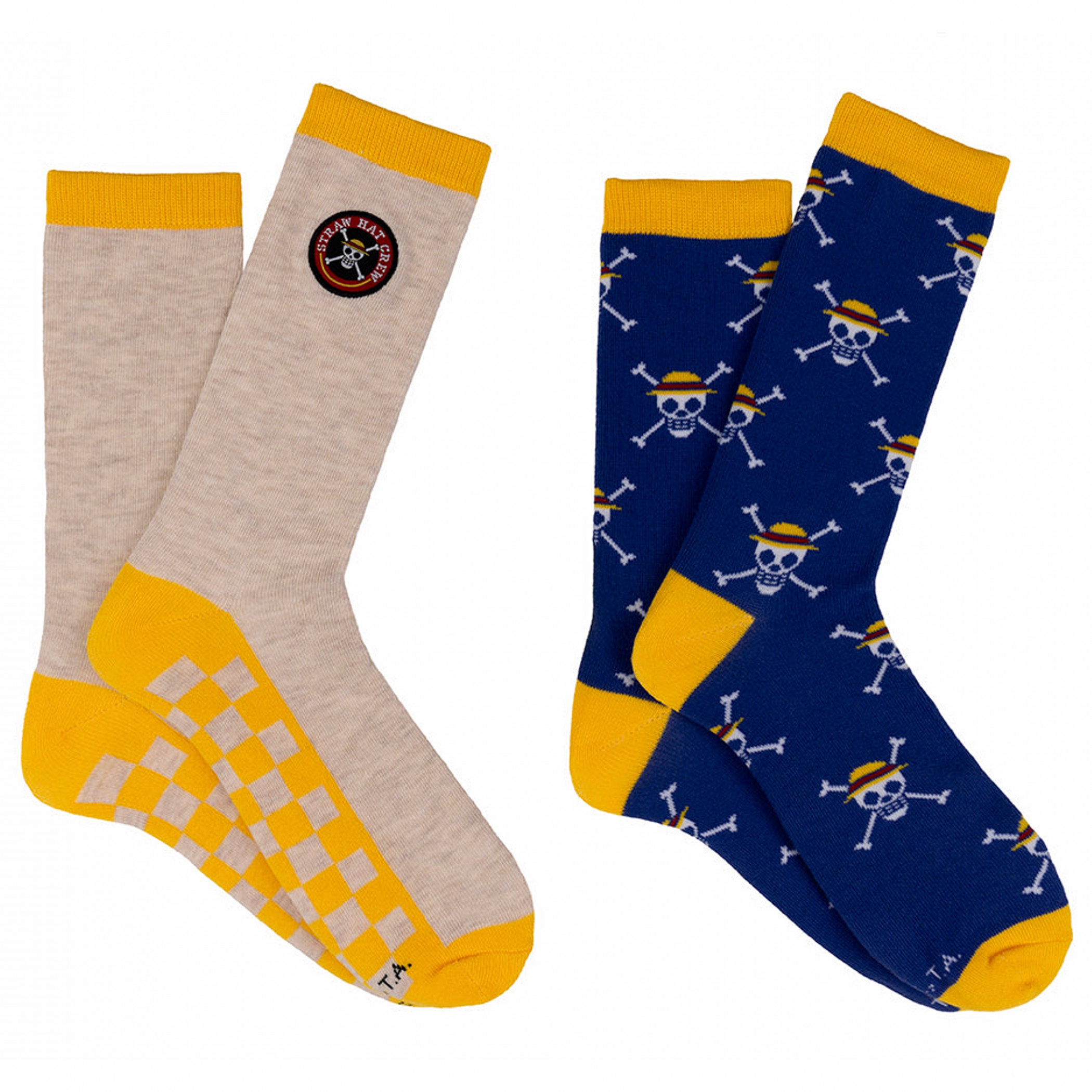 One Piece Straw Hat Patch Crew Socks  2-Pair Pack, Multi-Color