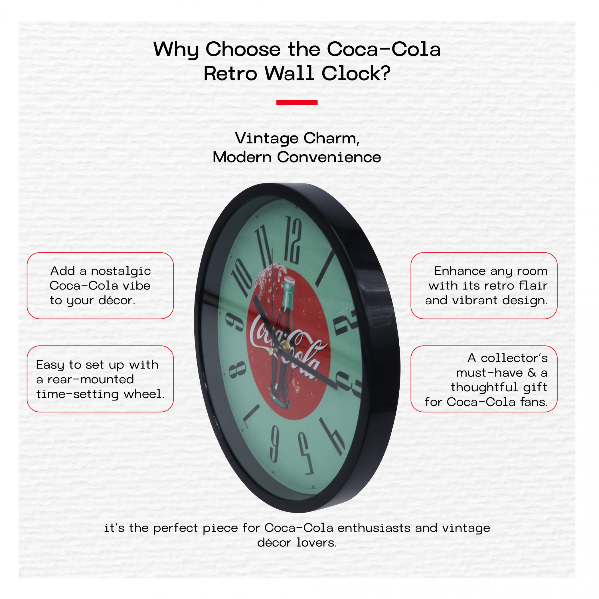 Coca-Cola Retro 1990's Analog Wall Clock