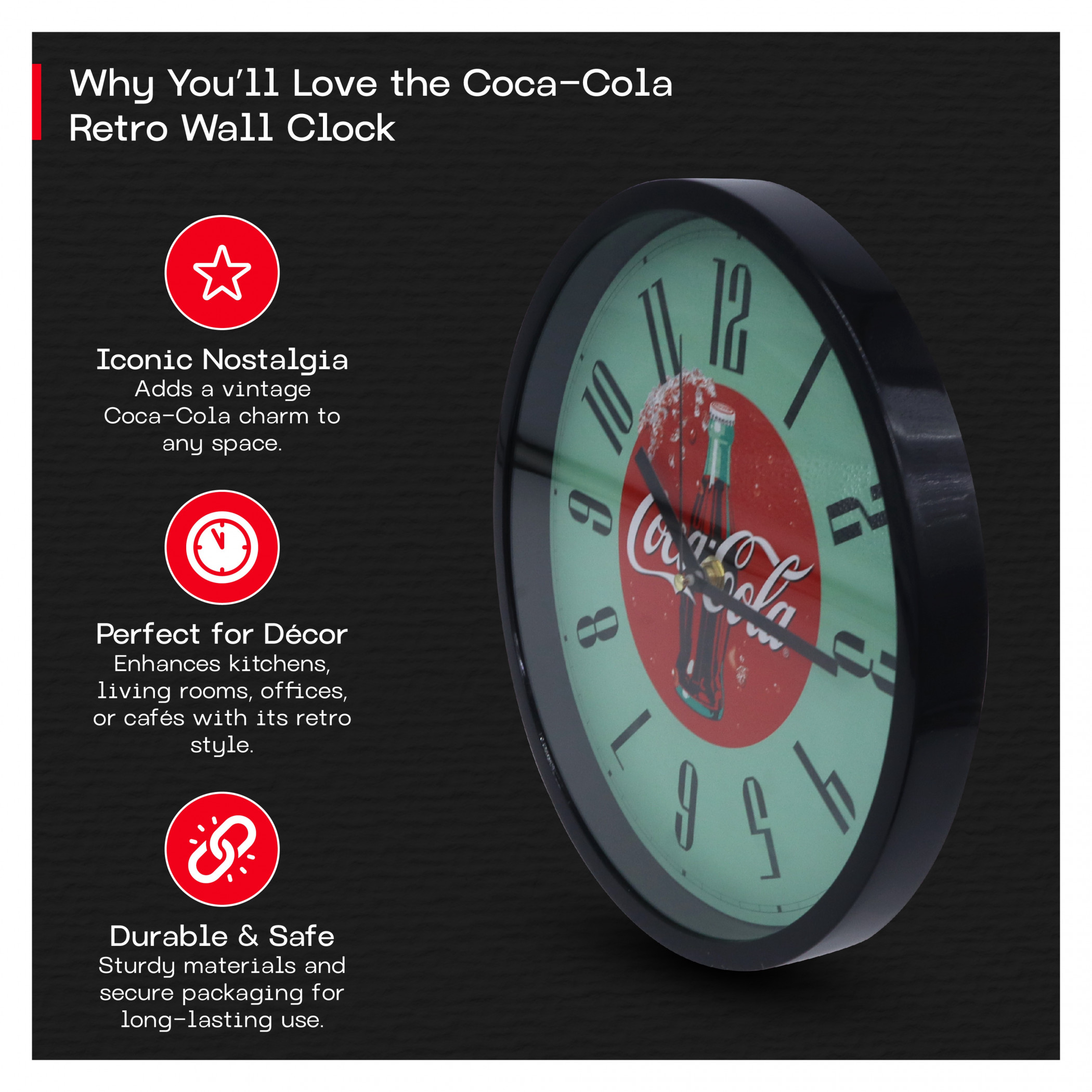 Coca-Cola Retro 1990's Analog Wall Clock