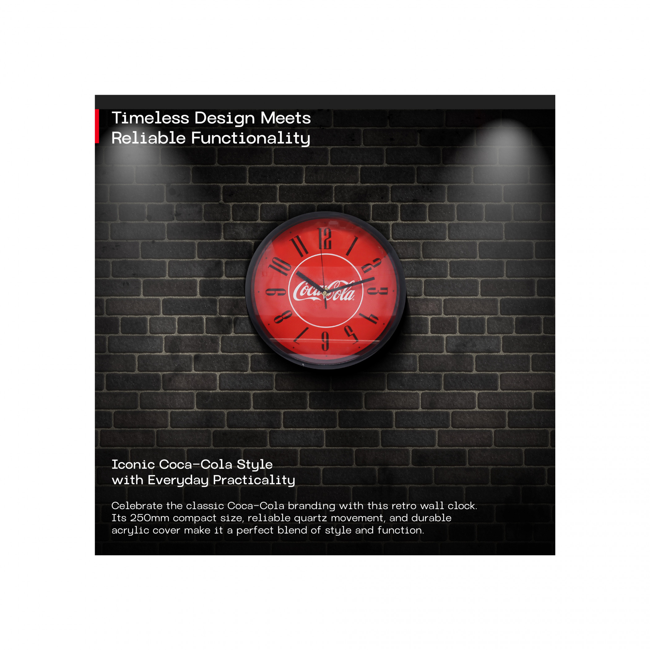 Coca-Cola Red Analog Wall Clock