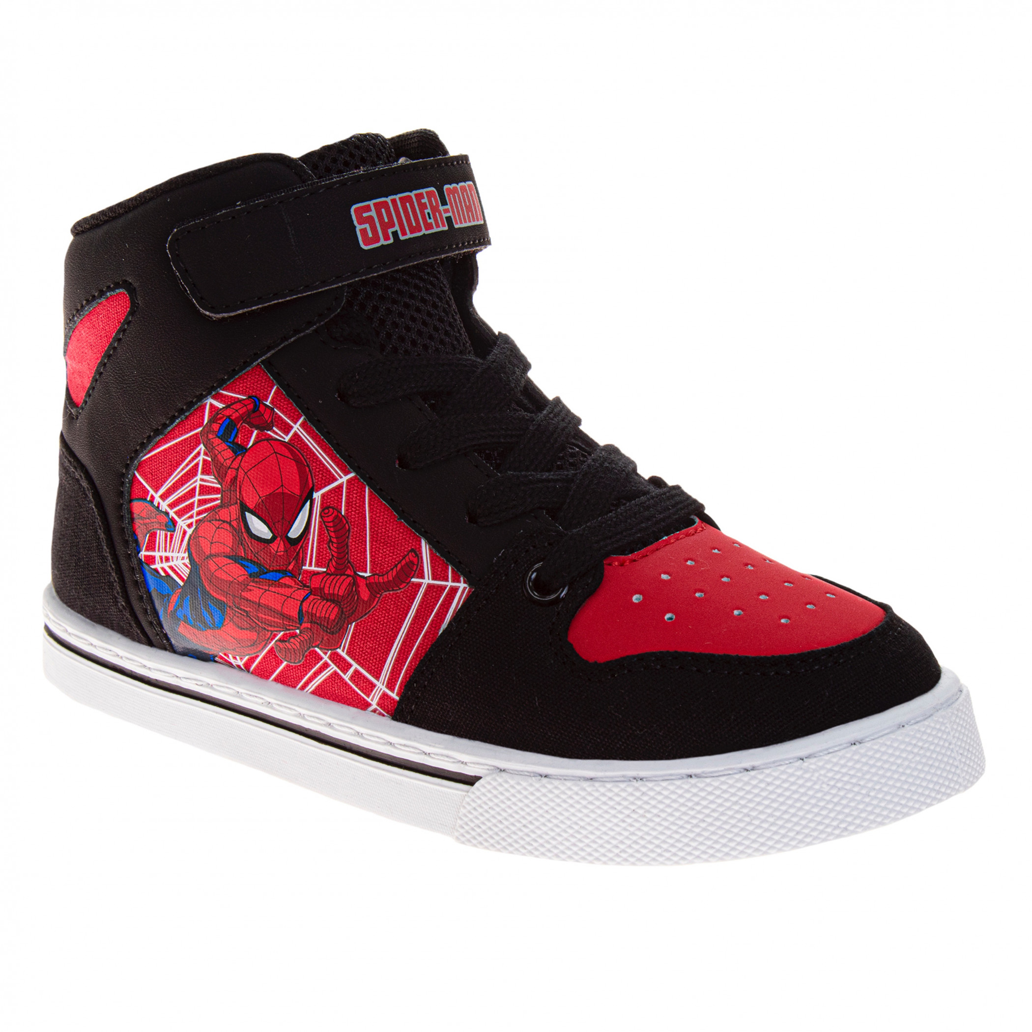 Spider-Man Web Swinging High Top Laced Kid's Sneakers, Multi-Color