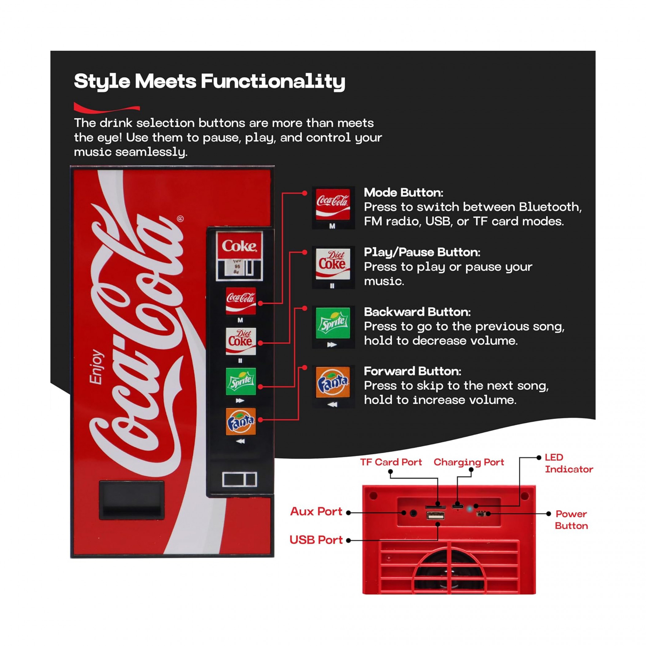 Coca-Cola Vending Machine Bluetooth Speaker