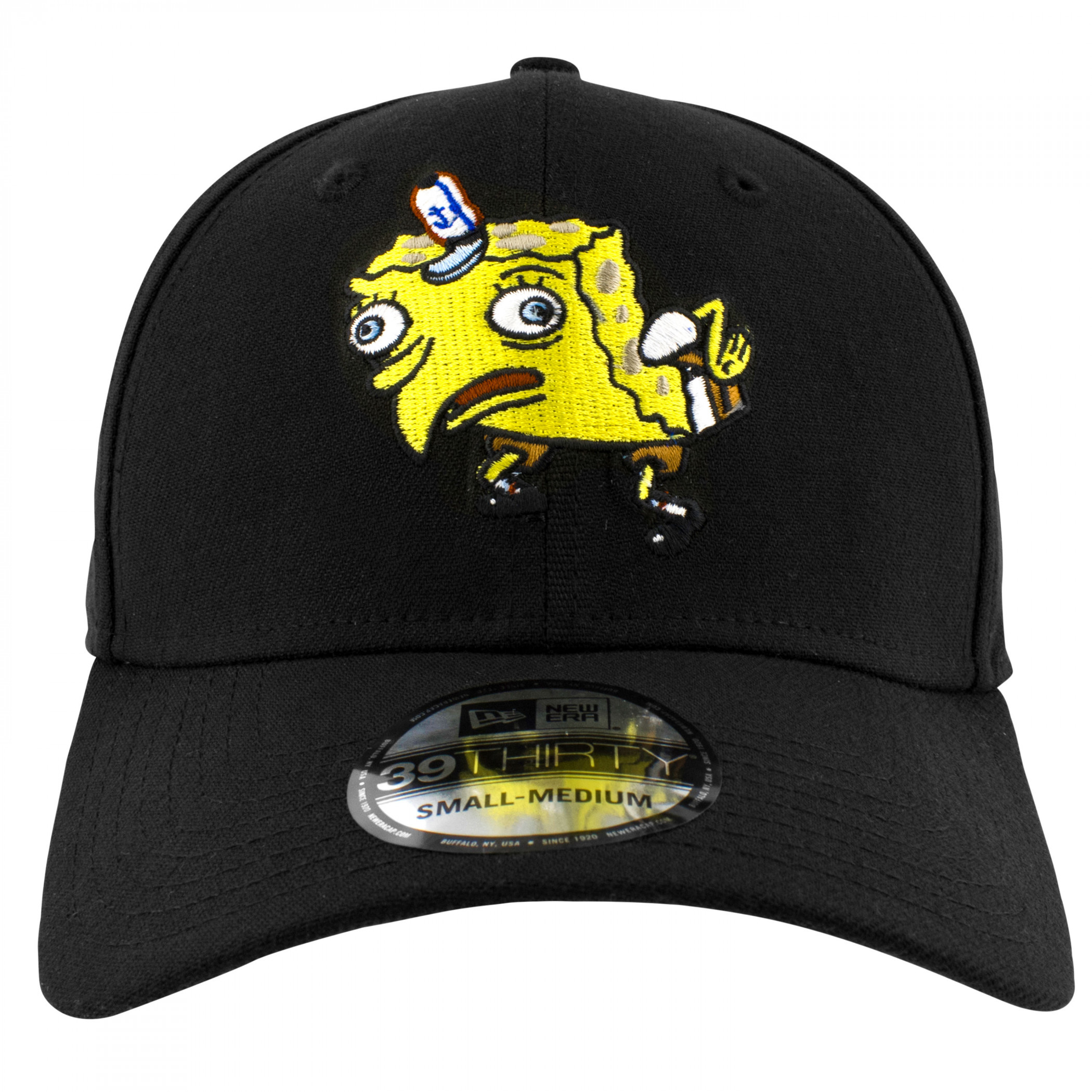 SpongeBob SquarePants Mocking Meme New Era 39Thirty Fitted Hat Black