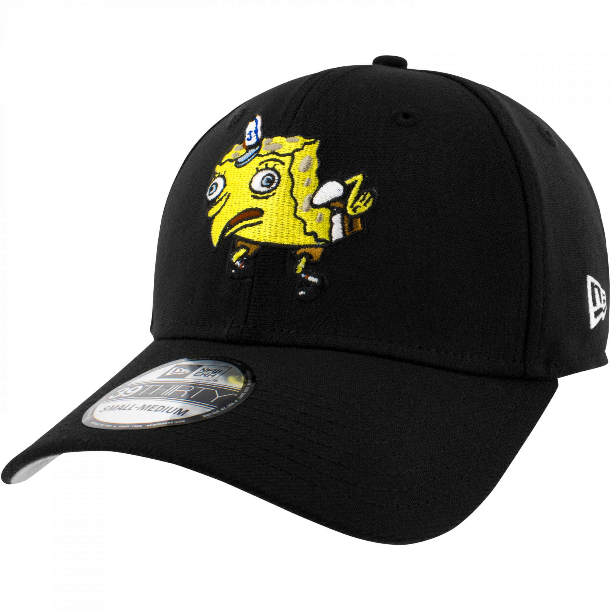 SpongeBob SquarePants Mocking Meme New Era 39Thirty Fitted Hat Black