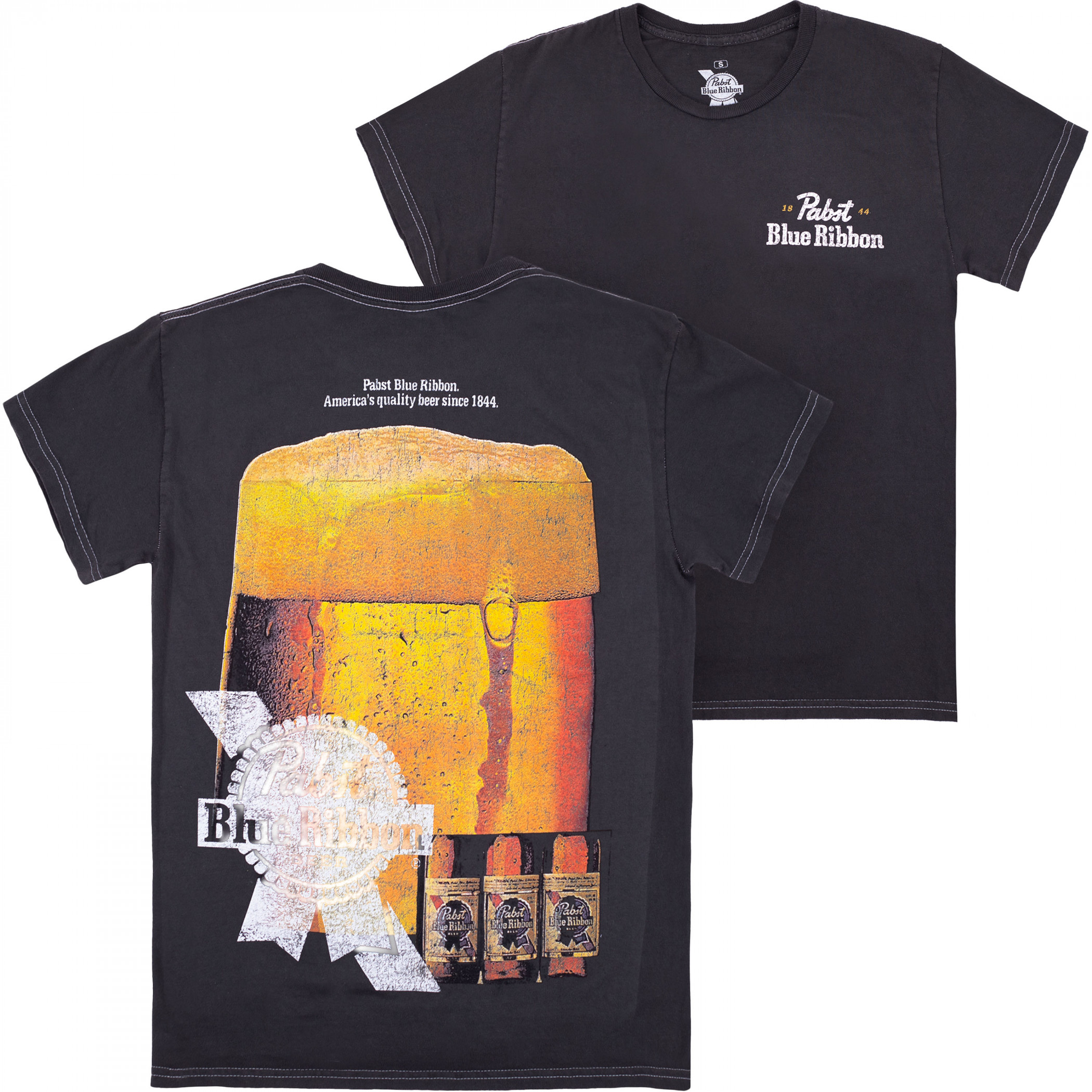 Pabst Blue Ribbon Quality Beer Since 1844 Front and Back Print T-Shirt
