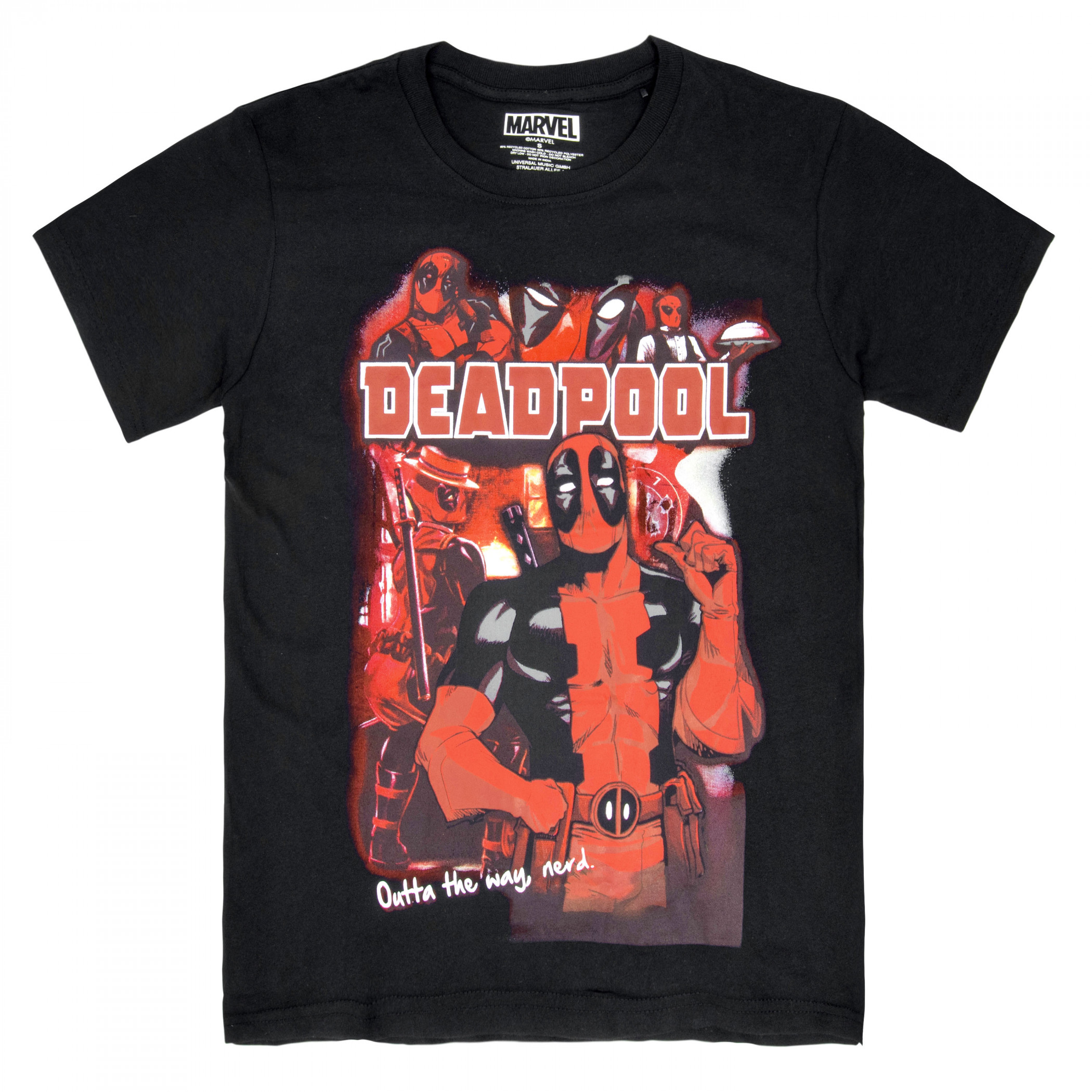 Deadpool Outta The Way Nerd T-Shirt, Black