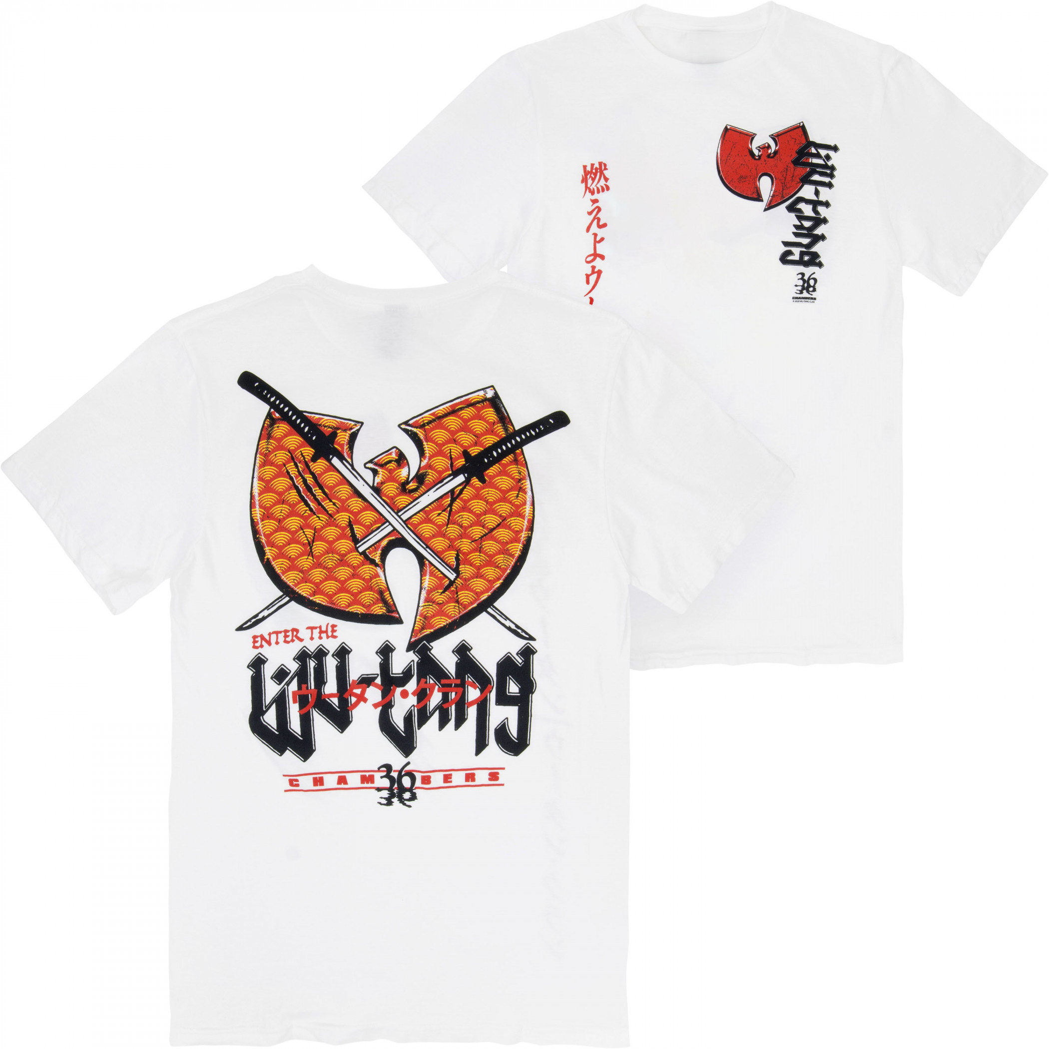 Wu-Tang Clan Katanas Front and Back Print T-Shirt, White