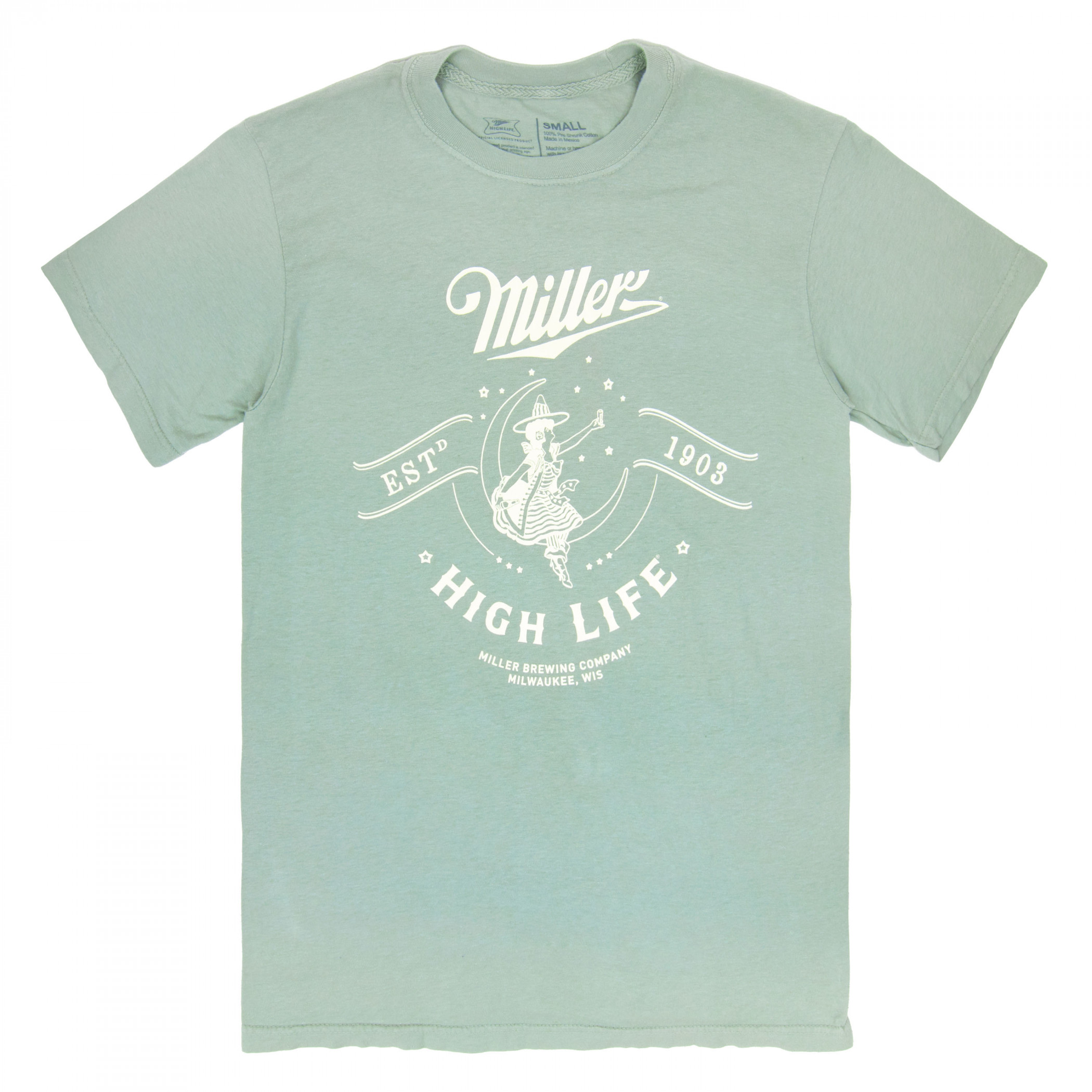 Miller High Life Girl in The Moon 1903 Logo Green Colorway T-Shirt