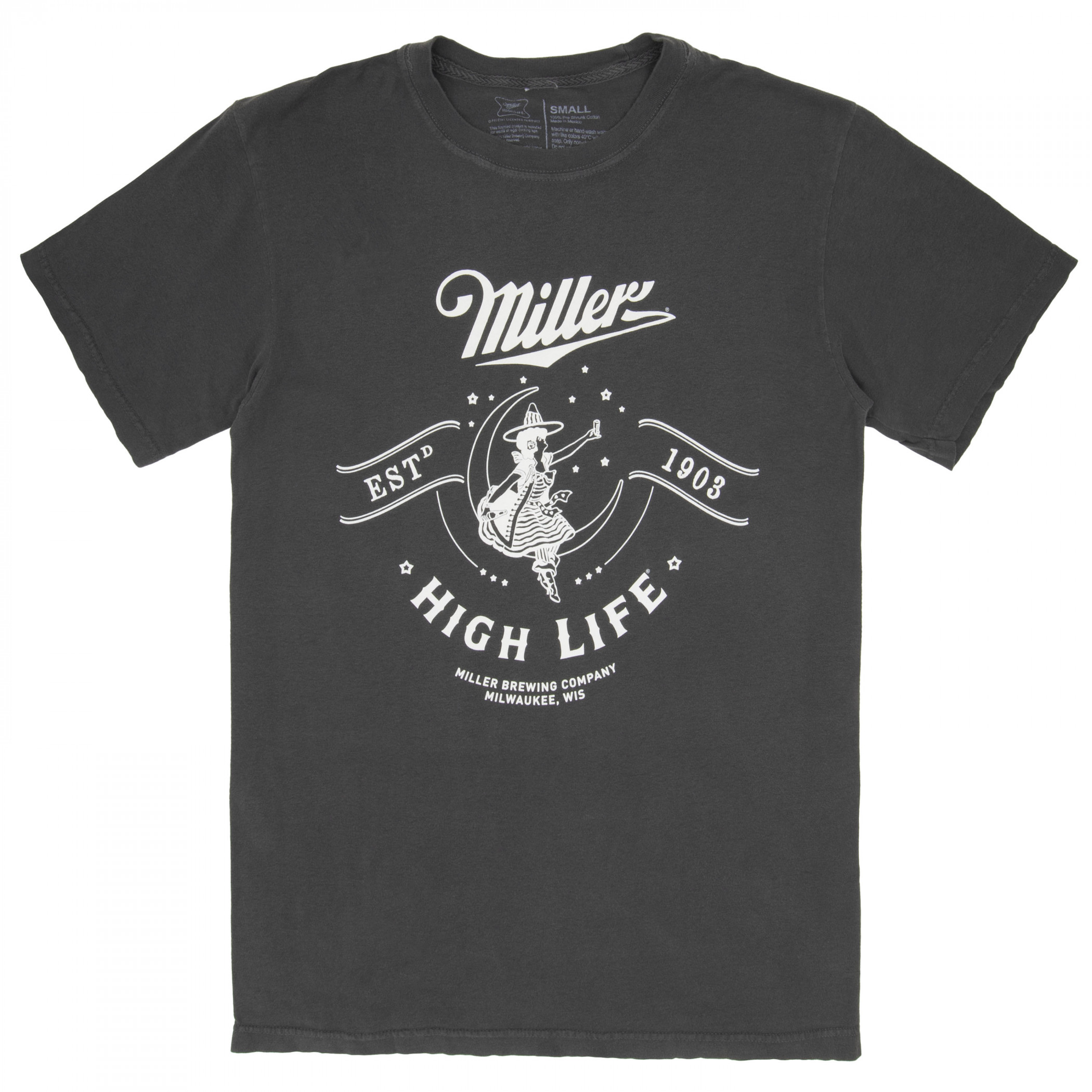 Miller High Life Girl in The Moon 1903 Logo Grey Colorway T-Shirt