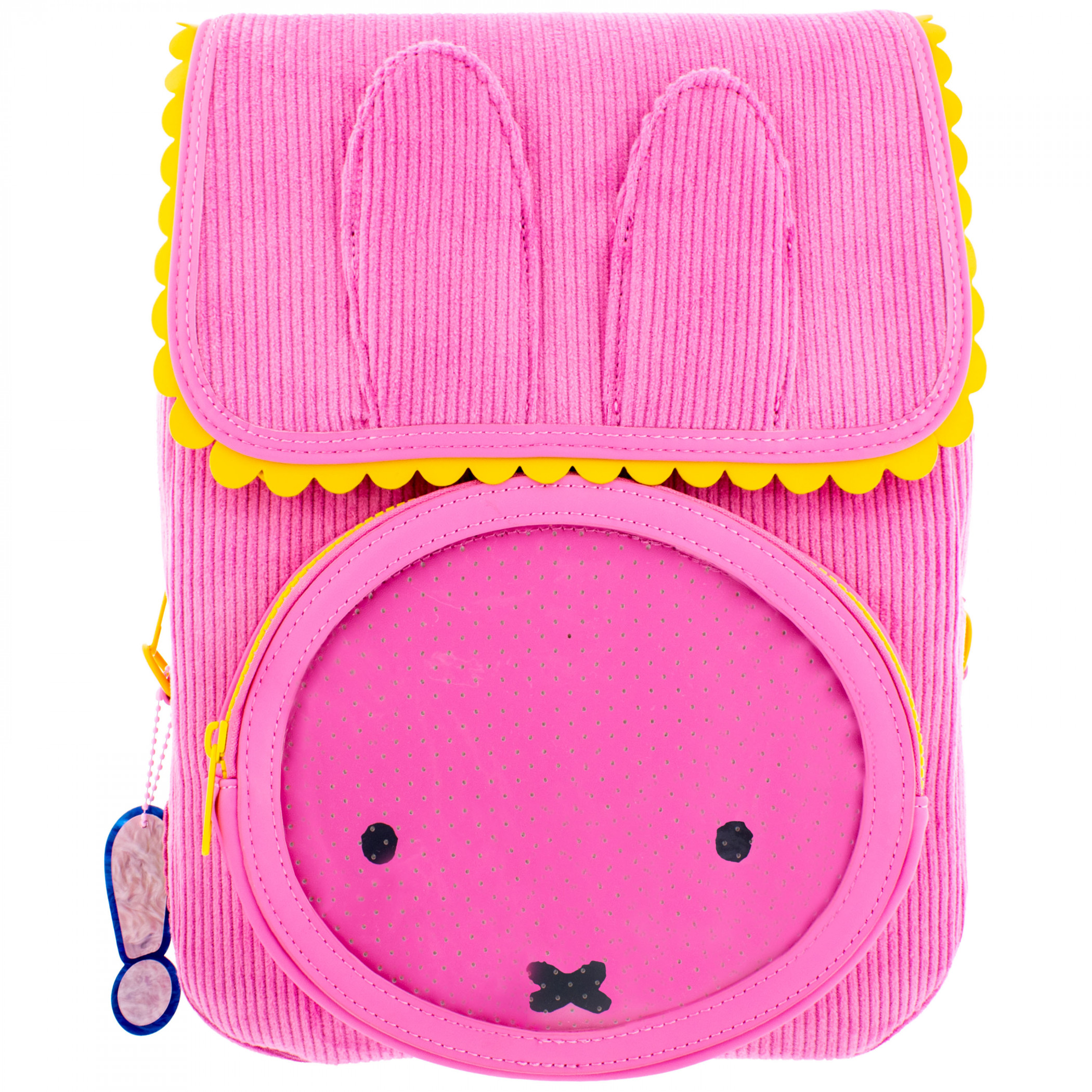 Miffy Corduroy and Faux Leather Pin Trading Backpack with Enamel Pin, Pink