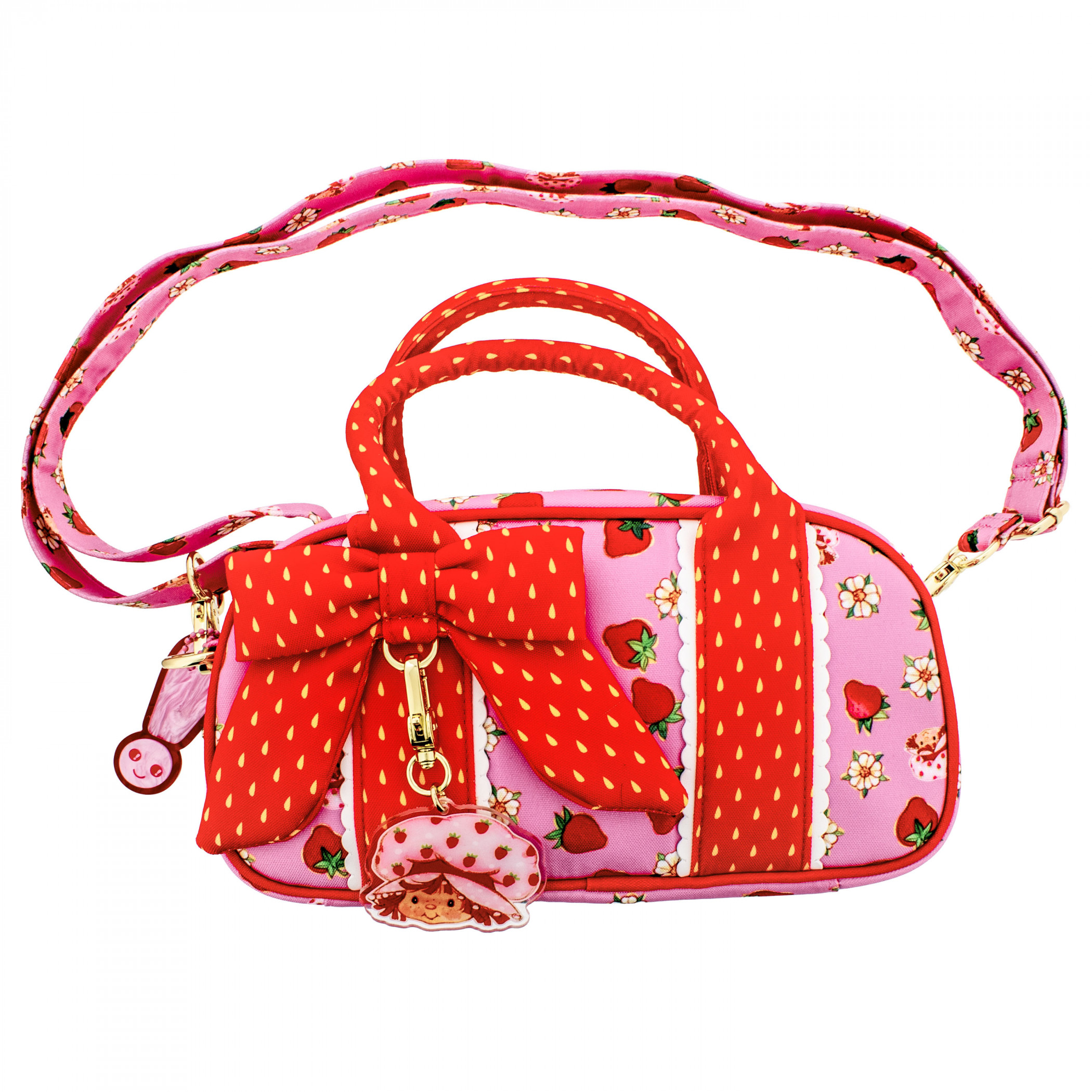 Strawberry Shortcake Crossbody Bag with Charm and Bow, Red