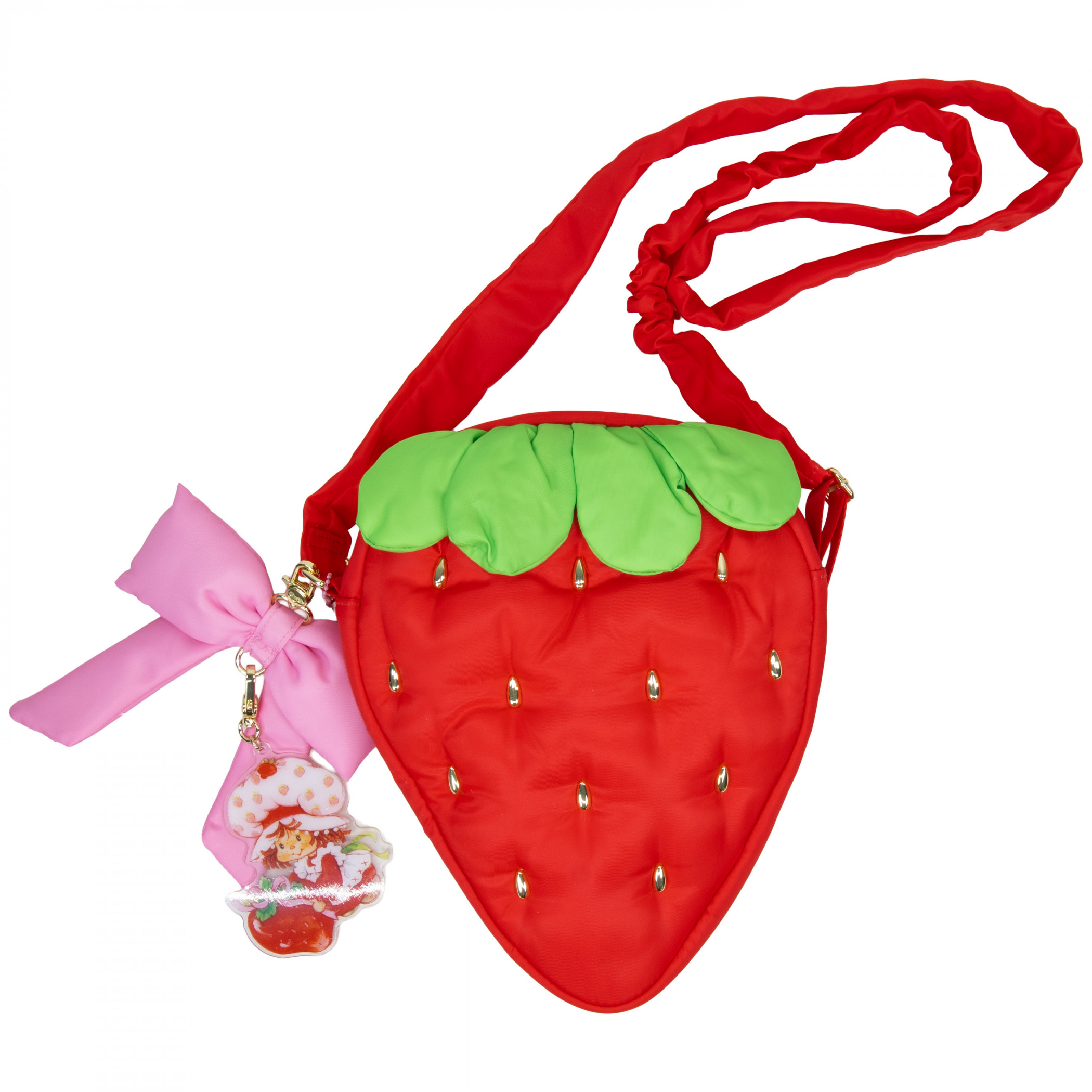 Strawberry Shortcake Quilted Strawberry Crossbody Bag w/ Charm and Bow, Red