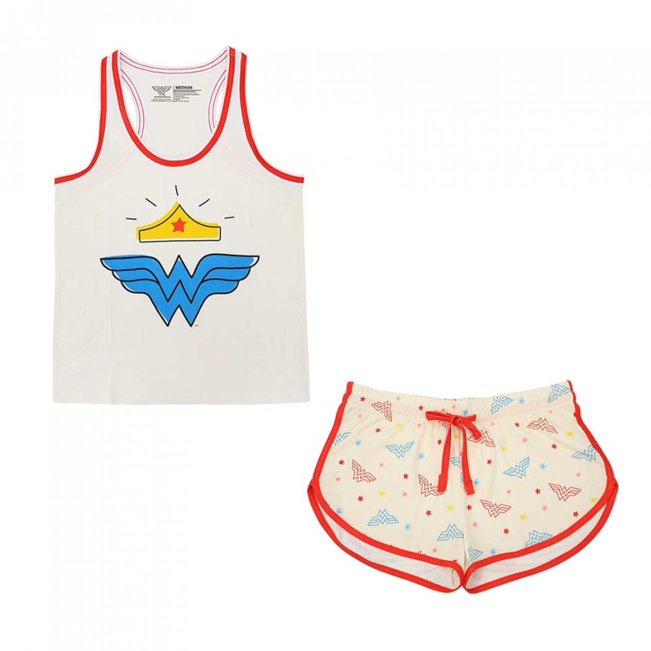 Wonder Woman Juniors Tank Top & Short Sleep Set, Multi-Color