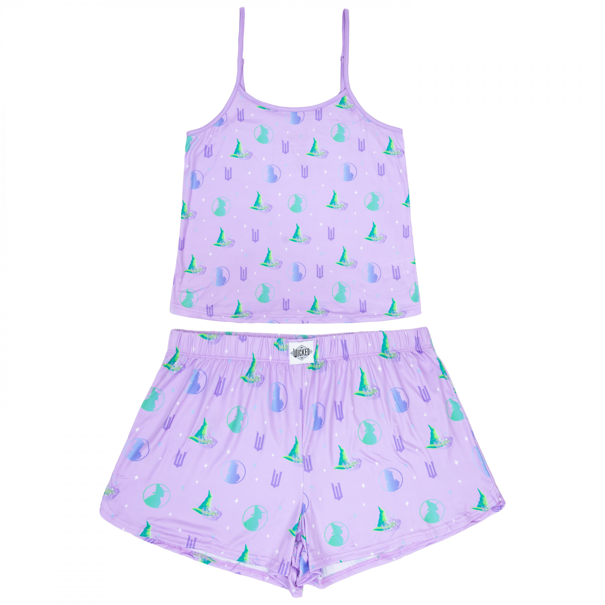 Wicked Logo Pattern 2-Piece Pajama Set, Purple