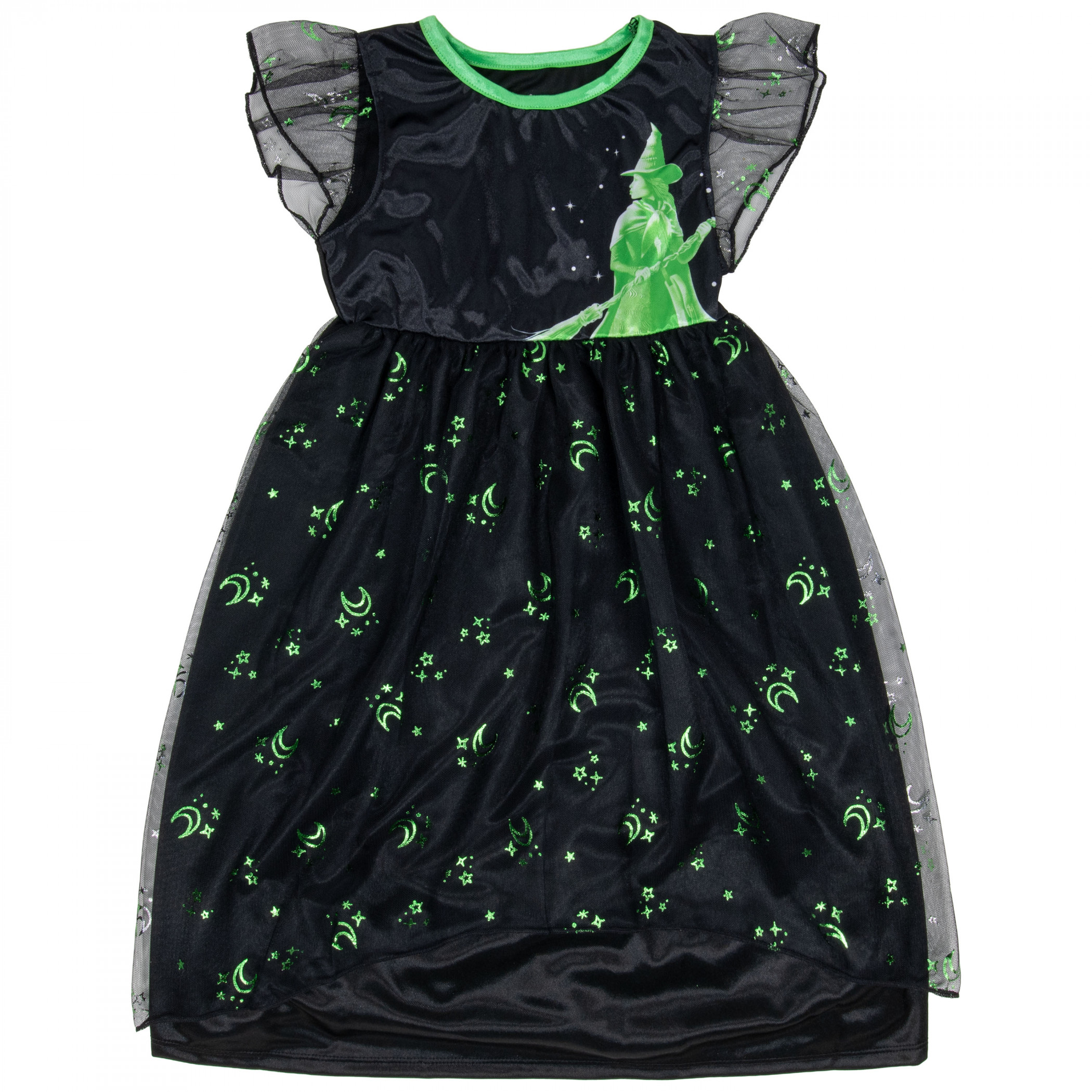 Wicked Elphaba Silhouette Girl's Fantasy Nightgown, Black