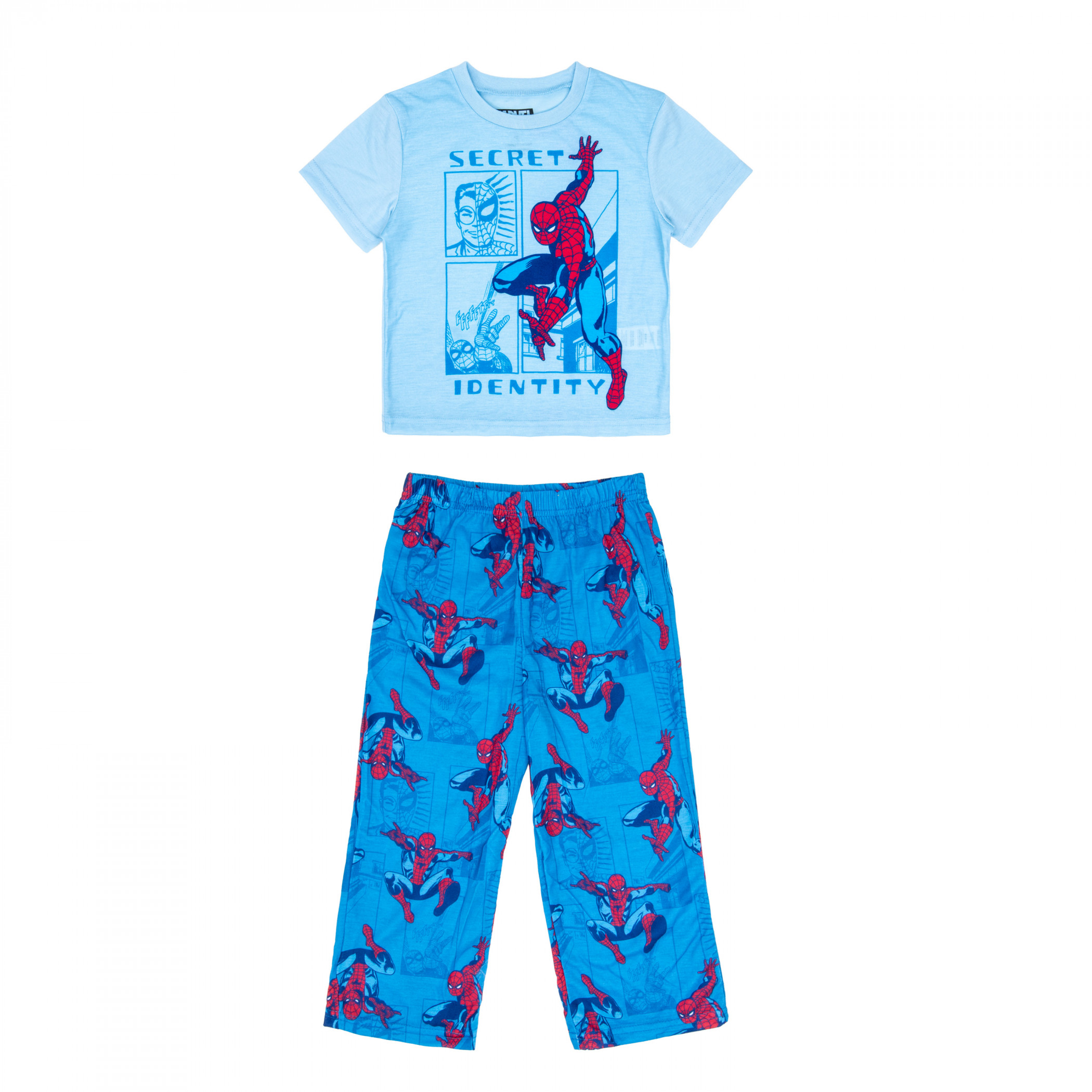 Spider-Man Secret Identity Boy's 2-Piece Pajamas, Blue