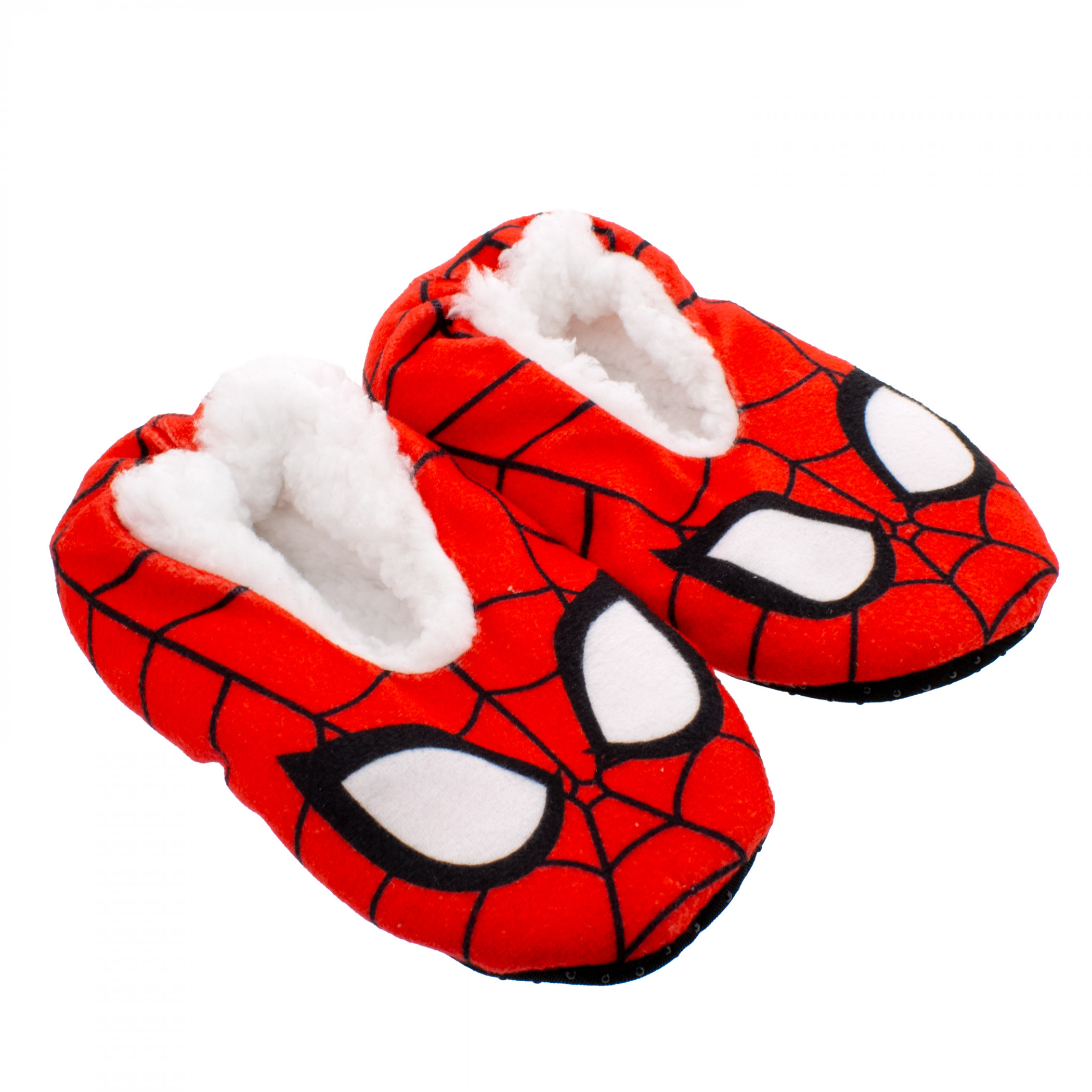 Spider-Man Mask Fuzzy Babba Kid's Slippers, Red