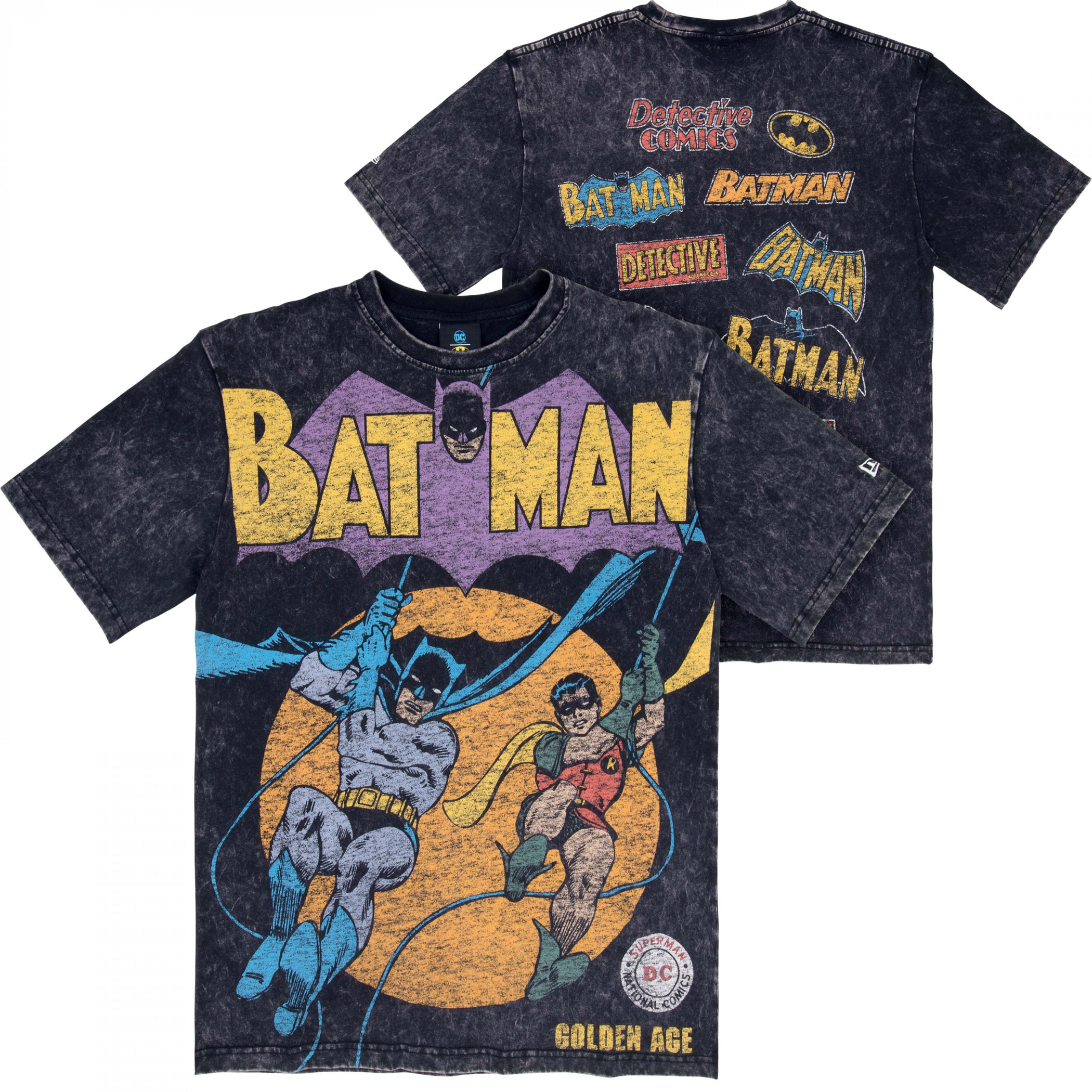 Batman Logo Collection Front and Back Print NEW ERA T-Shirt, Black