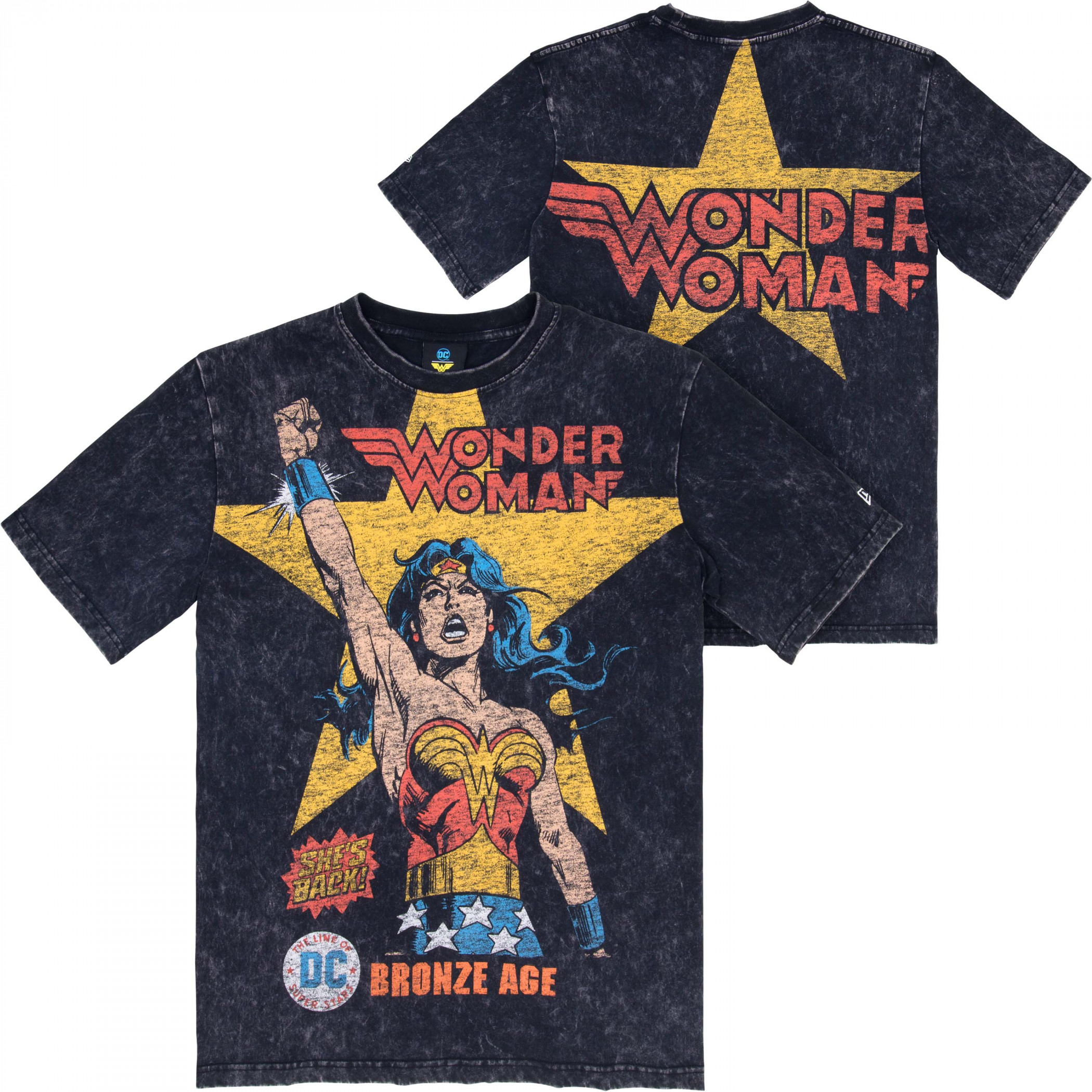 Wonder Woman Stars Front and Back Print NEW ERA T-Shirt, Black