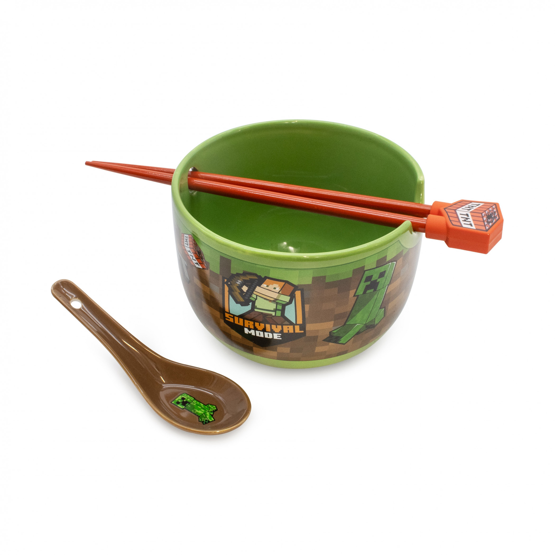 Minecraft Grass Block Ramen Bowl Bundle, Multi-Color