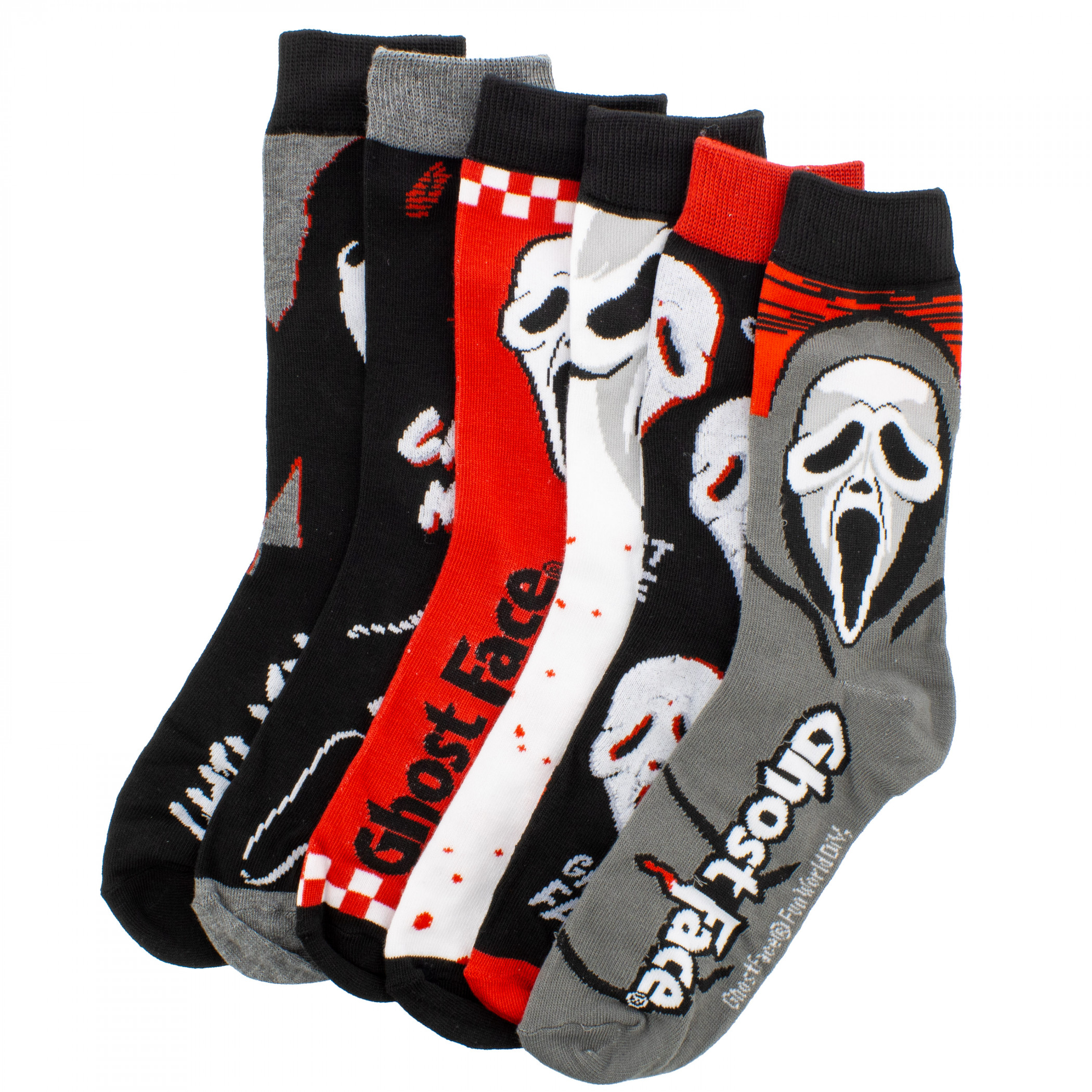 Scream Ghost Face 6-Pack Crew Socks, Multi-Color