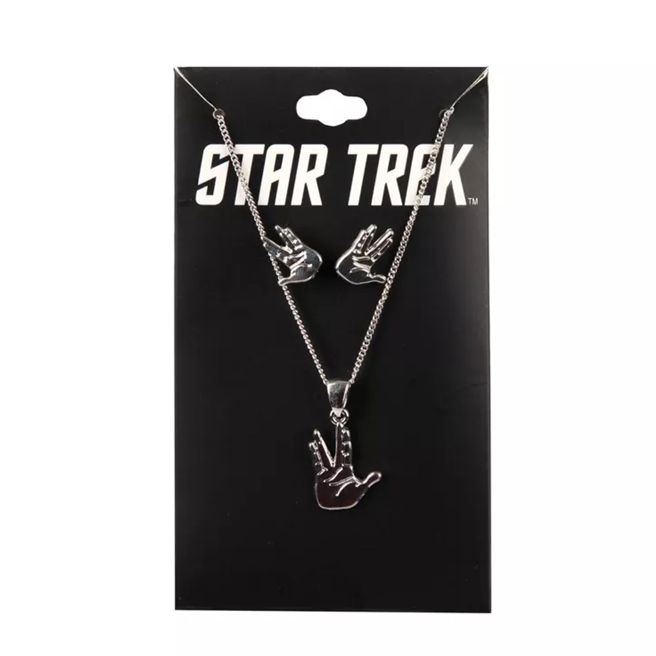 Star Trek Vulcan Salute Earrings and Necklace Set, Multi-Color