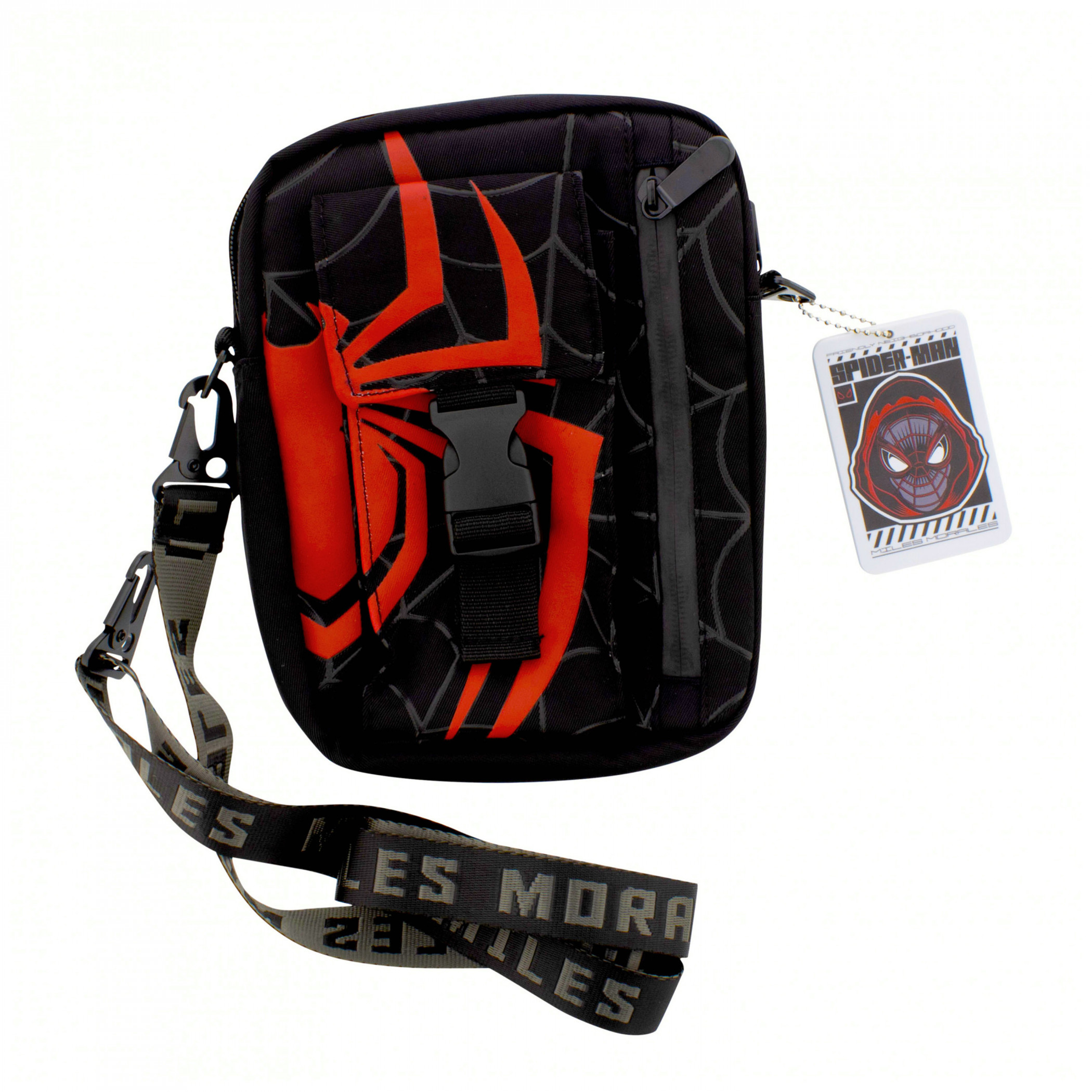 Spider-Man Logo and Webbing Mini Messenger Bag, Black