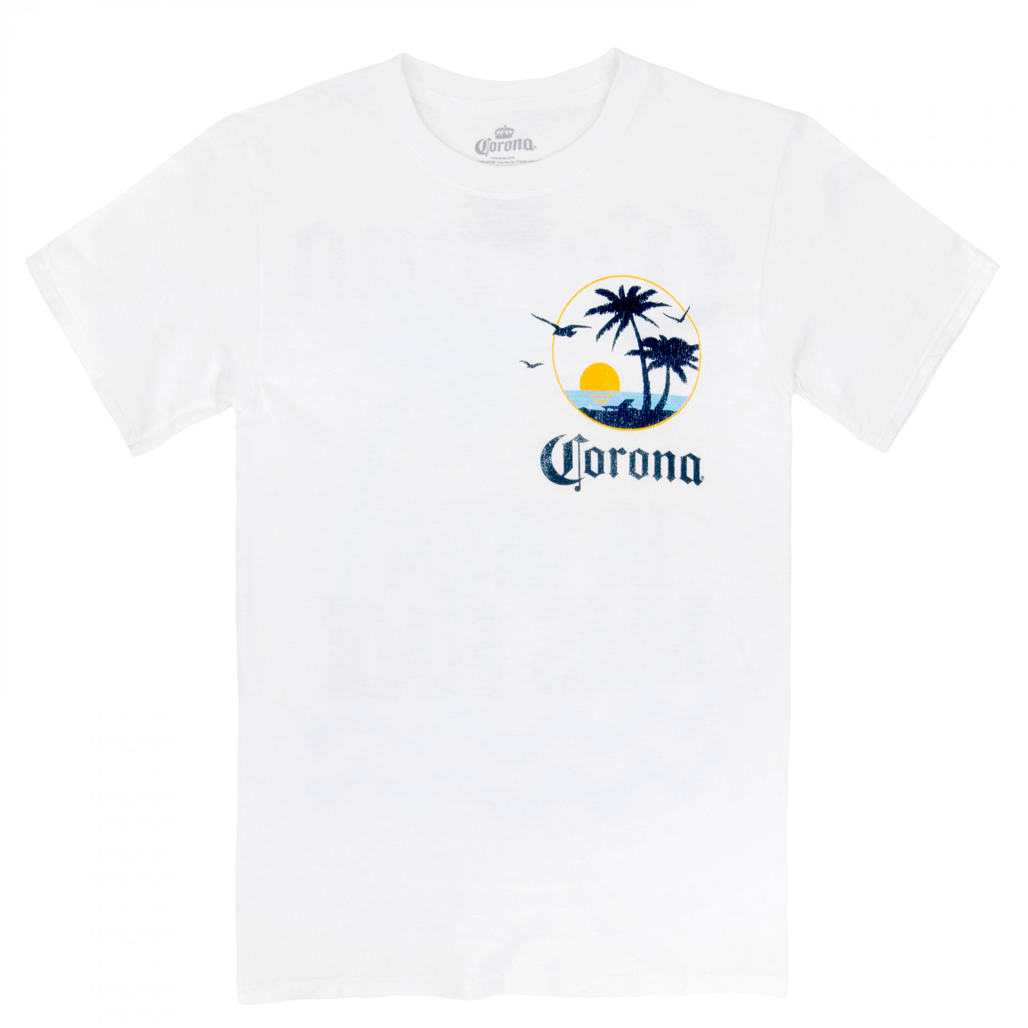 Corona Extra La Vida Mas Fina Beach Front and Back Print T-Shirt