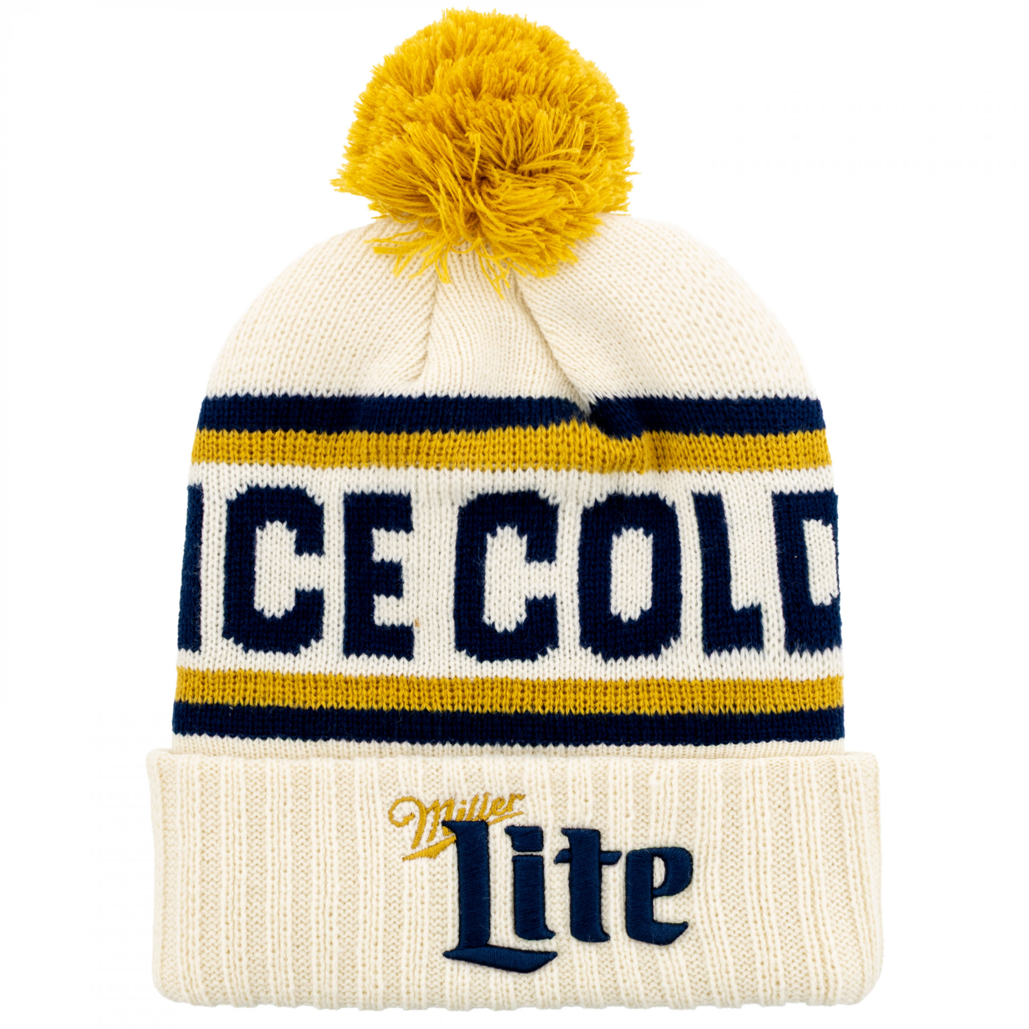 Miller Lite Ice Cold Cuffed Pom Beanie