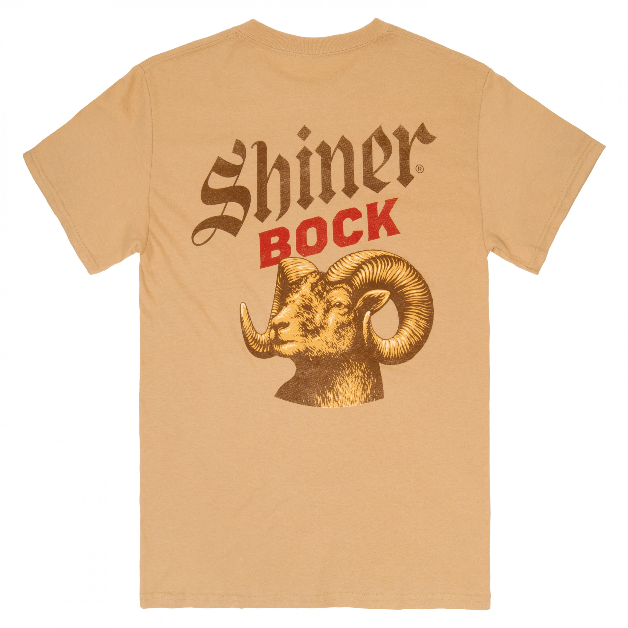 Shiner Bock Bottle Label Orange Colorway Front and Back Print T-Shirt