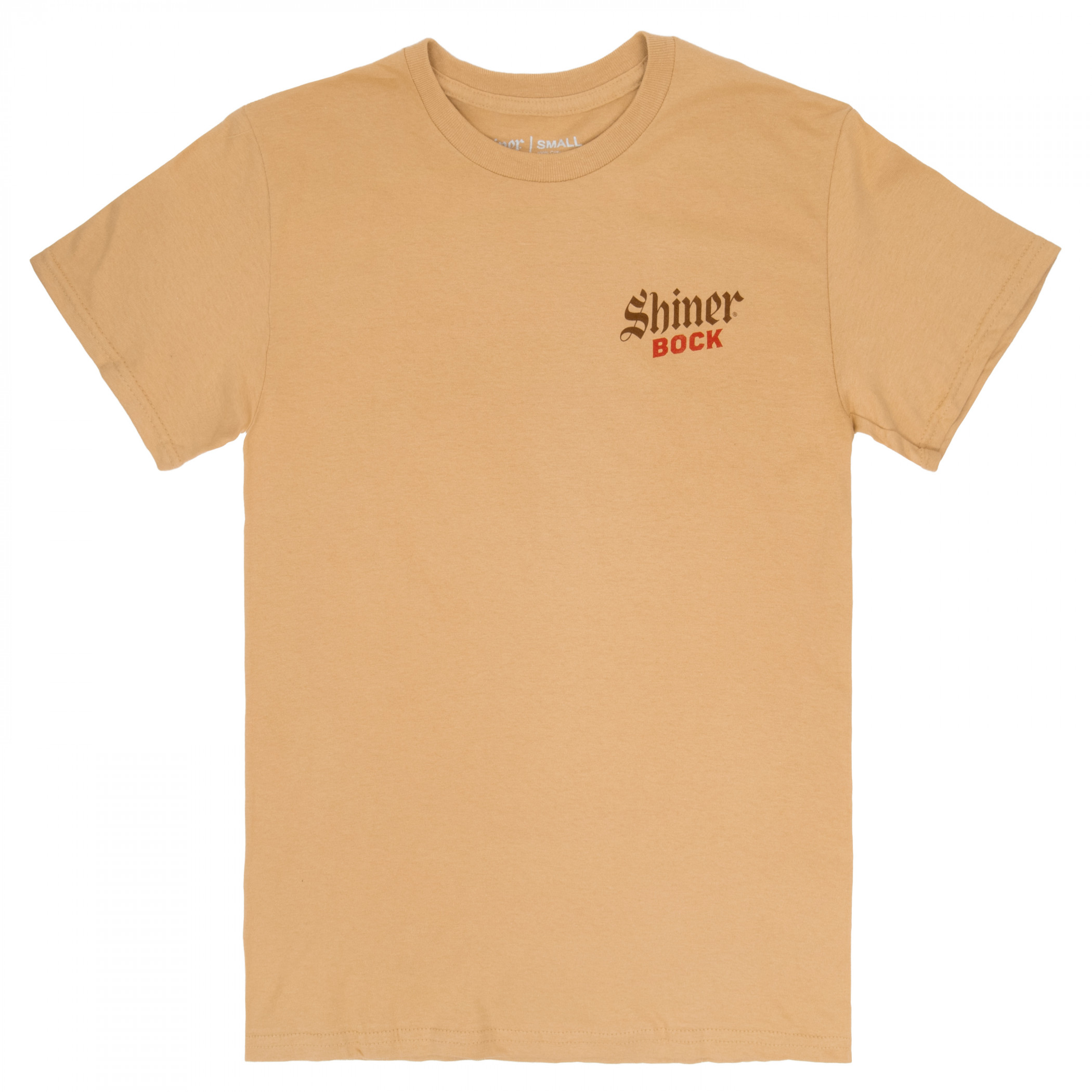 Shiner Bock Bottle Label Orange Colorway Front and Back Print T-Shirt