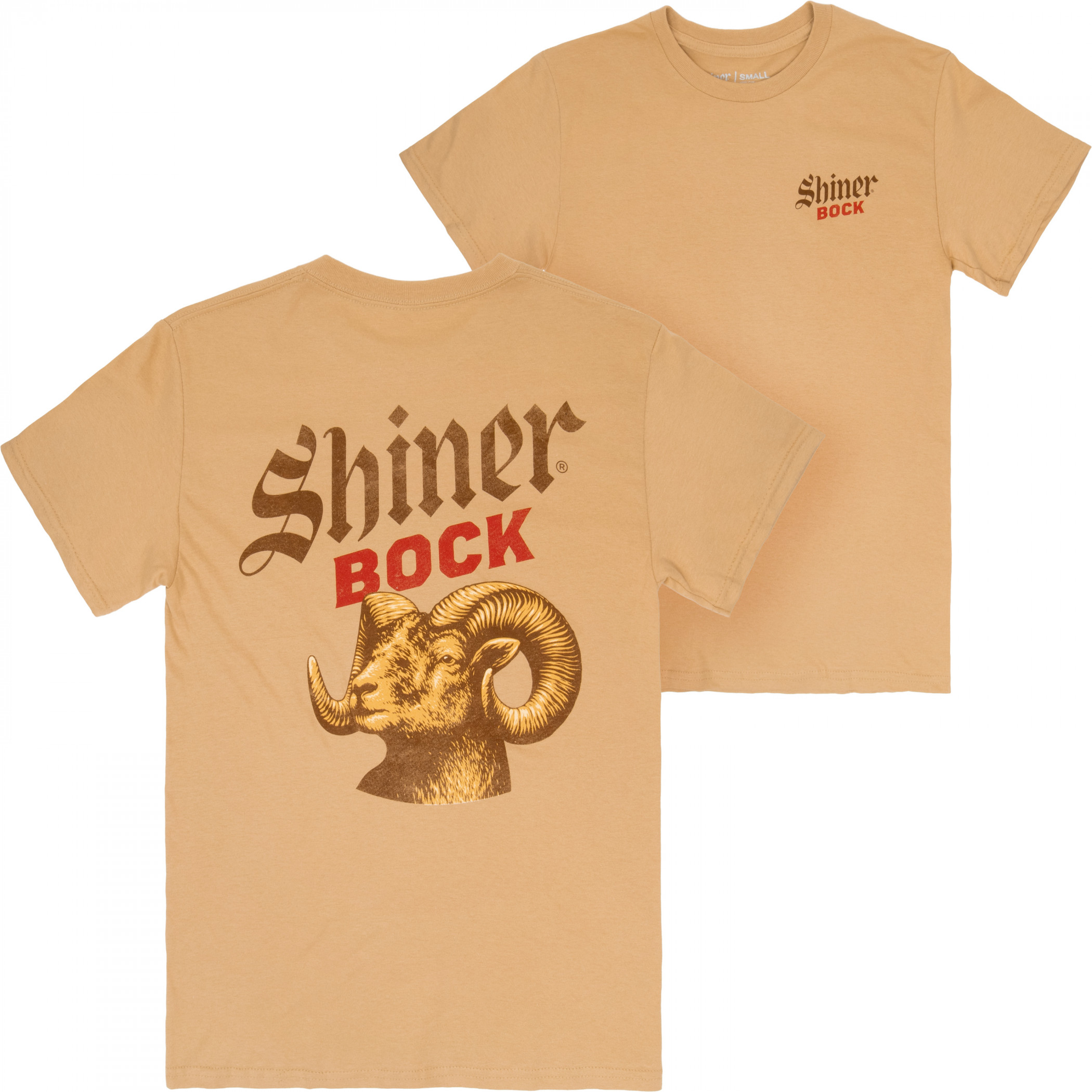 Shiner Bock Bottle Label Orange Colorway Front and Back Print T-Shirt