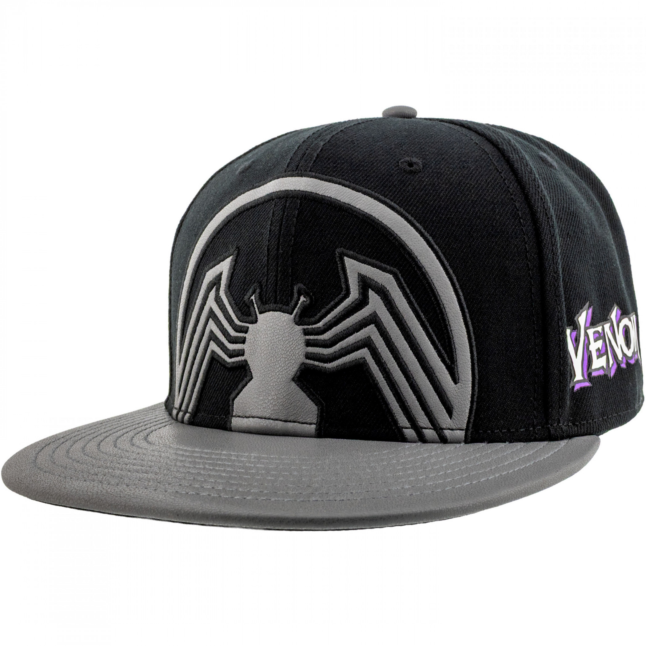 Venom Symbol Embroidered Flatbill Hat, Black