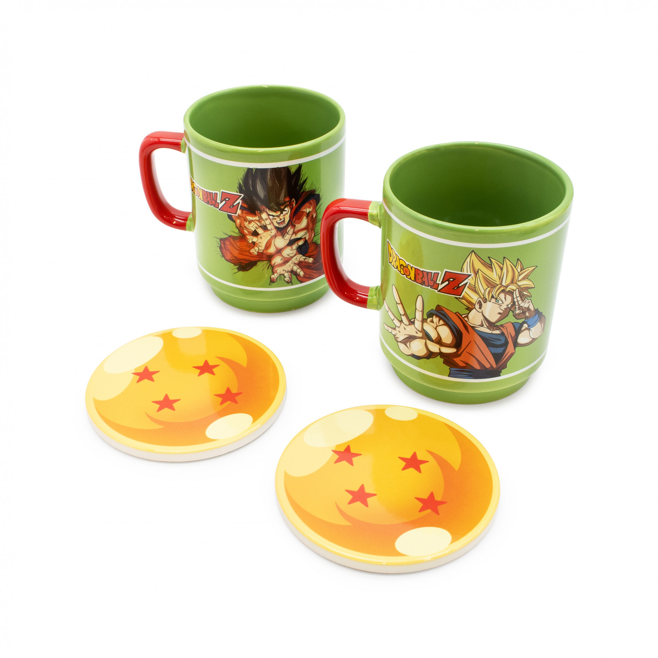 Dragon Ball Z Stackable 11 oz Mugs and Coaster Set, Multi-Color
