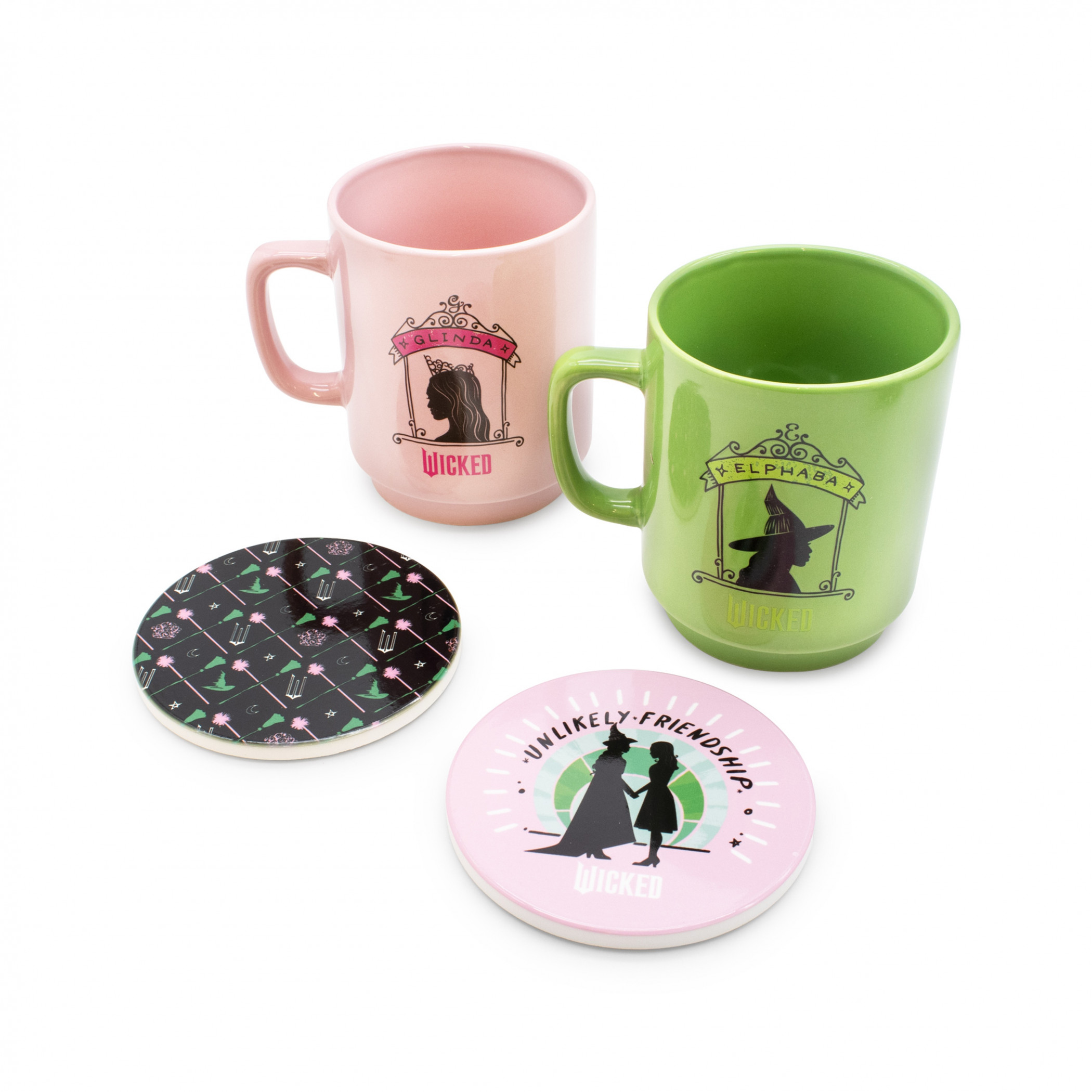 Wicked Elphaba and Glinda Stackable Mugs and Coaster Set, Multi-Color