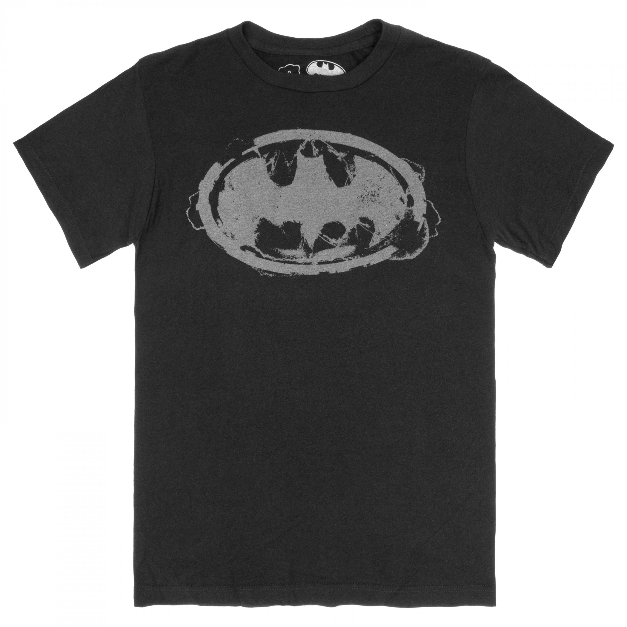 Batman Distressed Smoke Logo T-Shirt, Grey