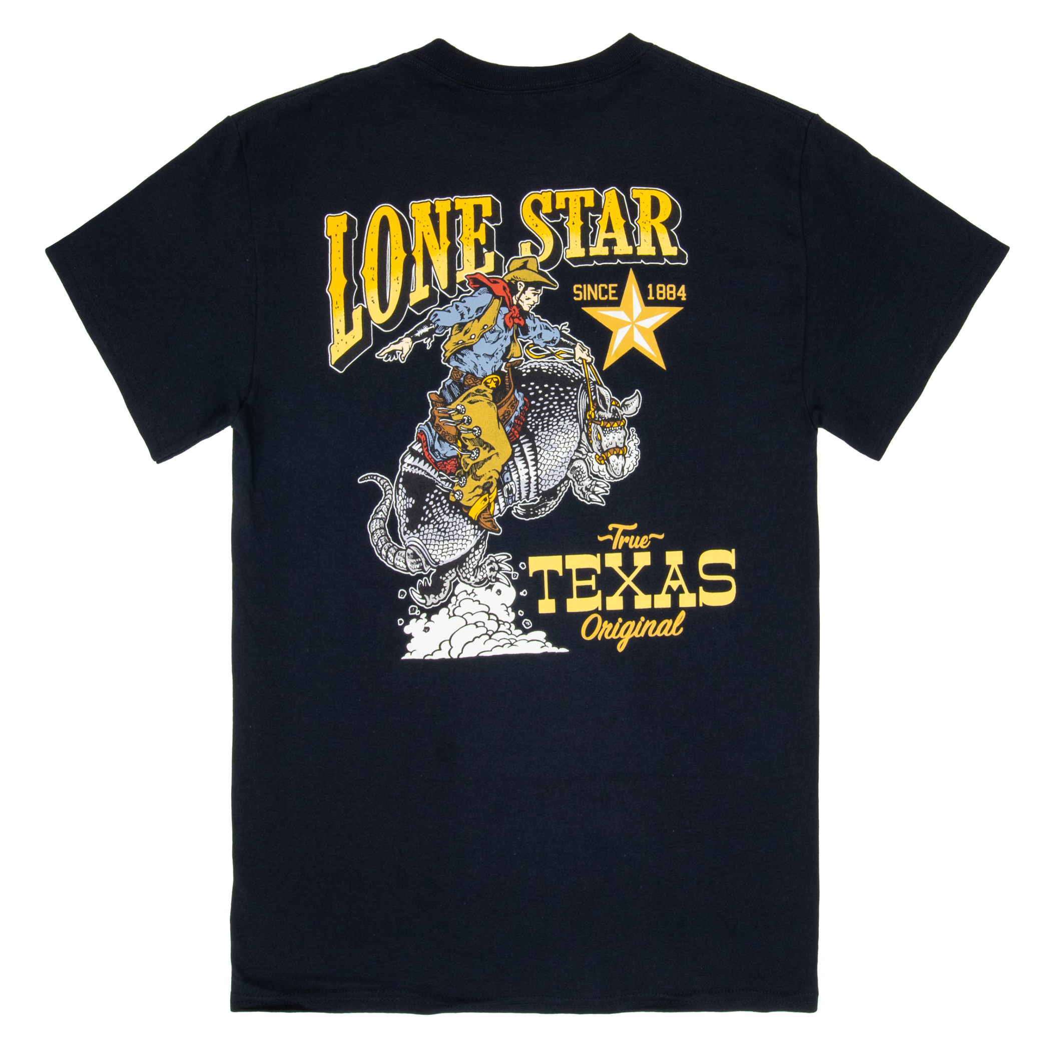 Lone Star Beer Blazing Saddles Black Front and Back Print T-Shirt