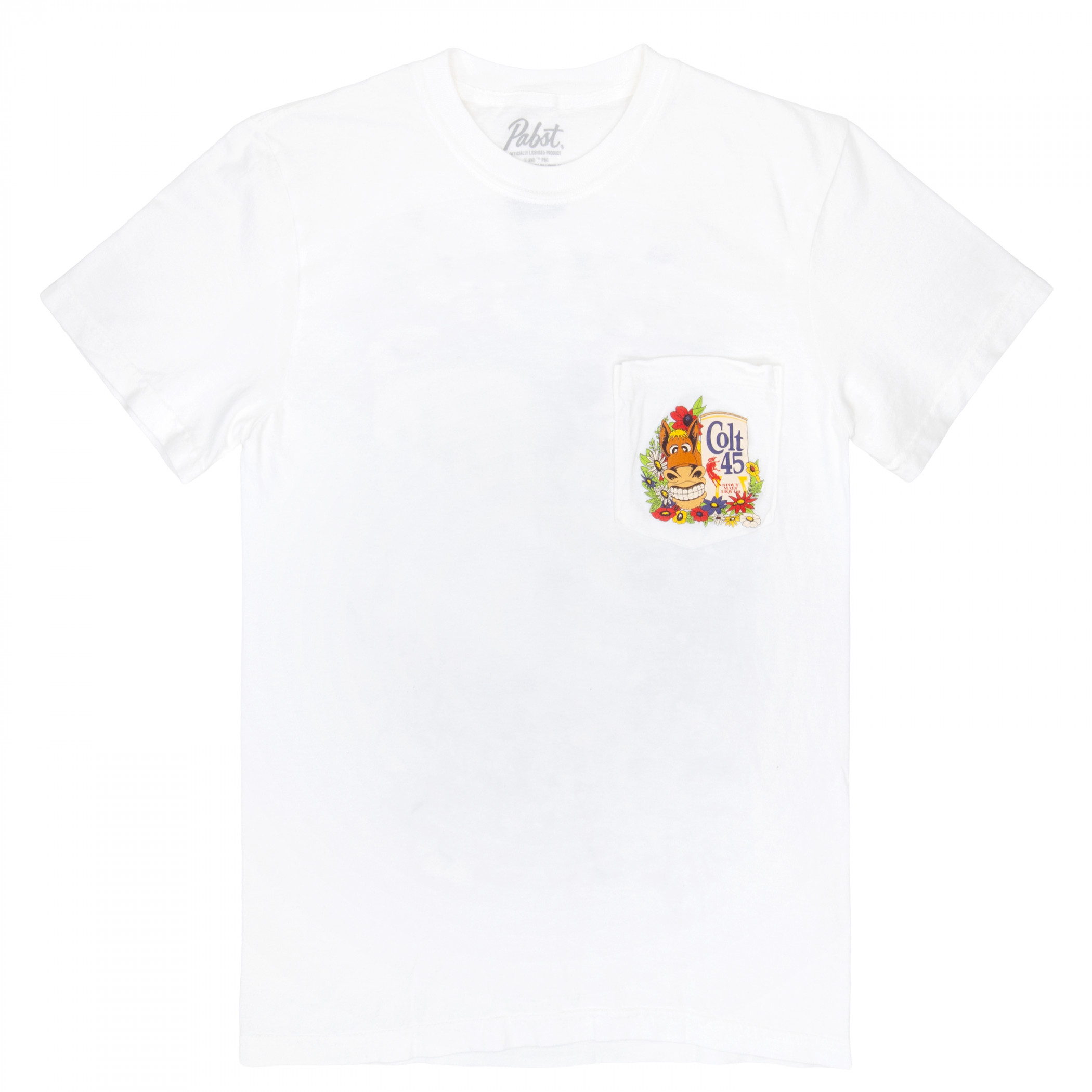 Colt 45 Floral White Front and Back Print T-Shirt