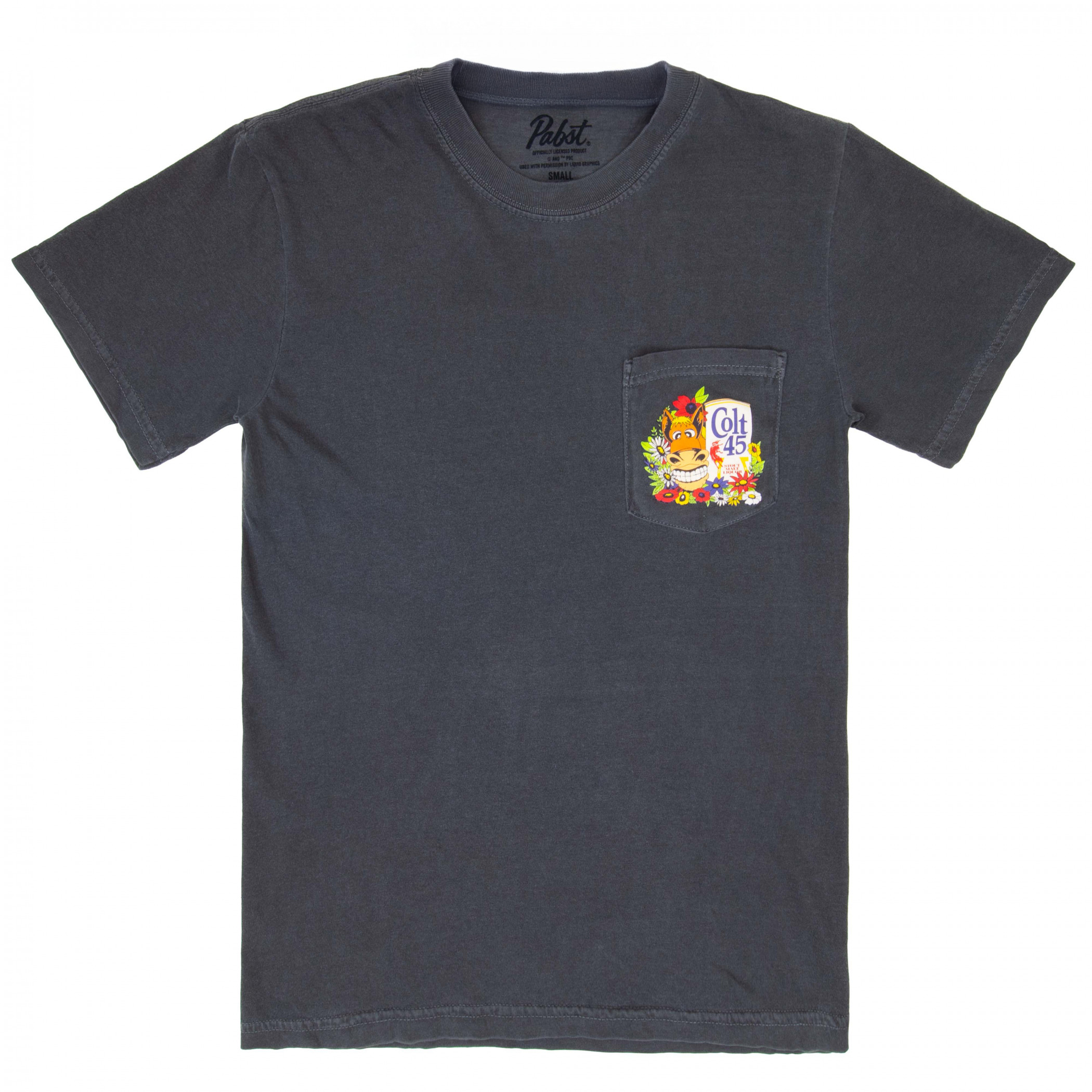 Colt 45 Floral Black Front and Back Print T-Shirt