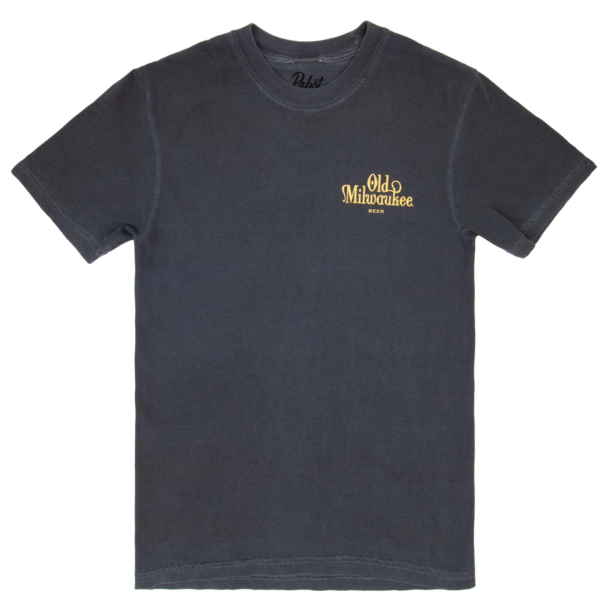 Old Milwaukee Bass Fishing Black Front and Back Print T-Shirt