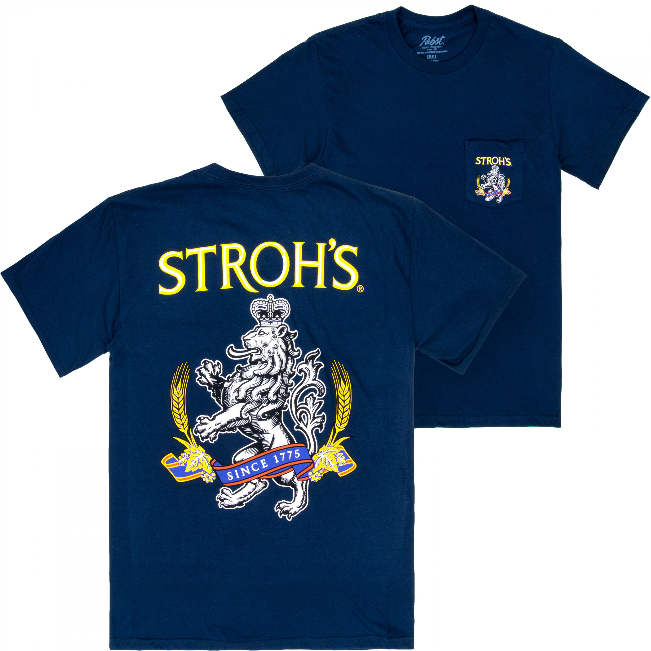 Stroh's Since 1775 Navy Front and Back Print T-Shirt