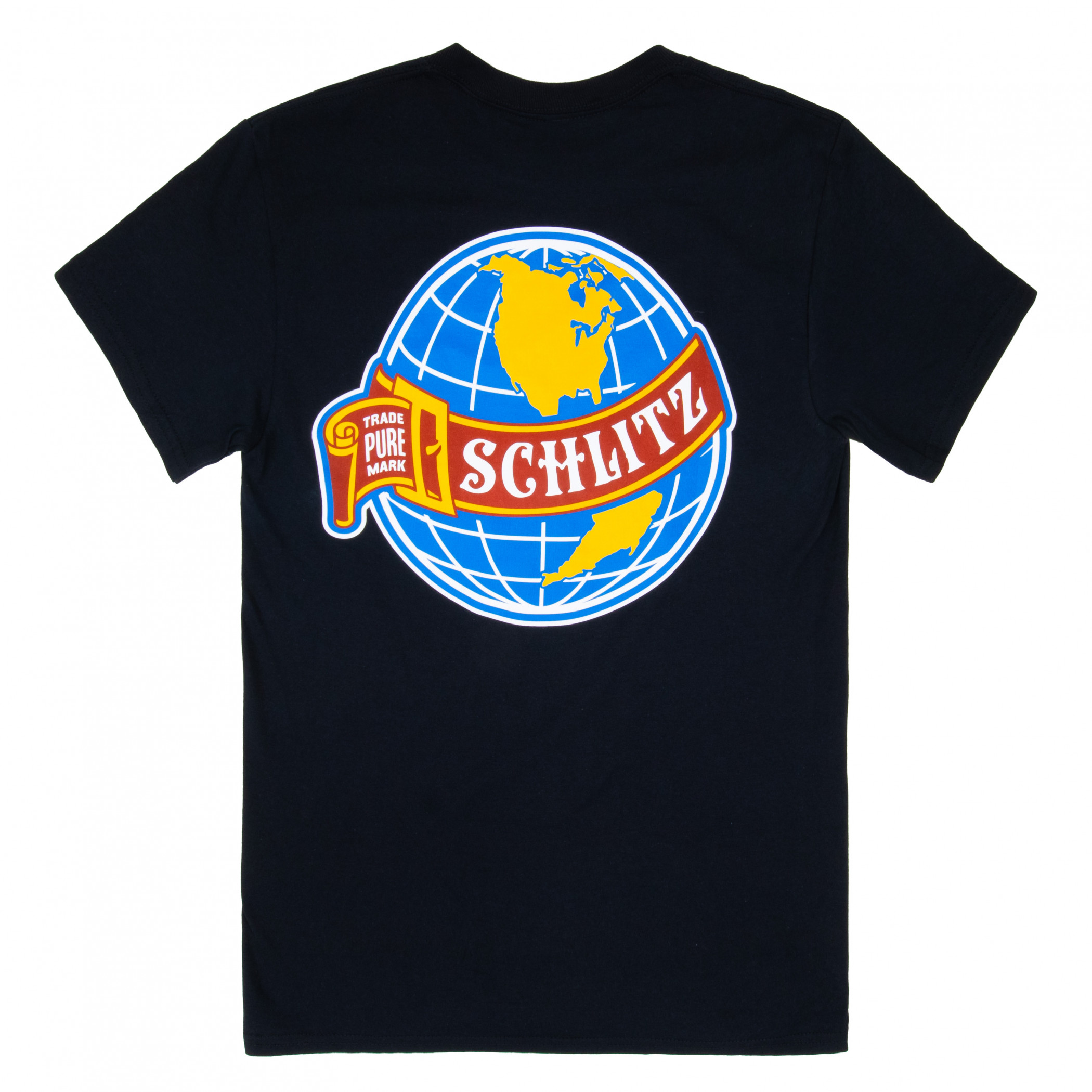 Schlitz World Logo Black Front and Back Print T-Shirt