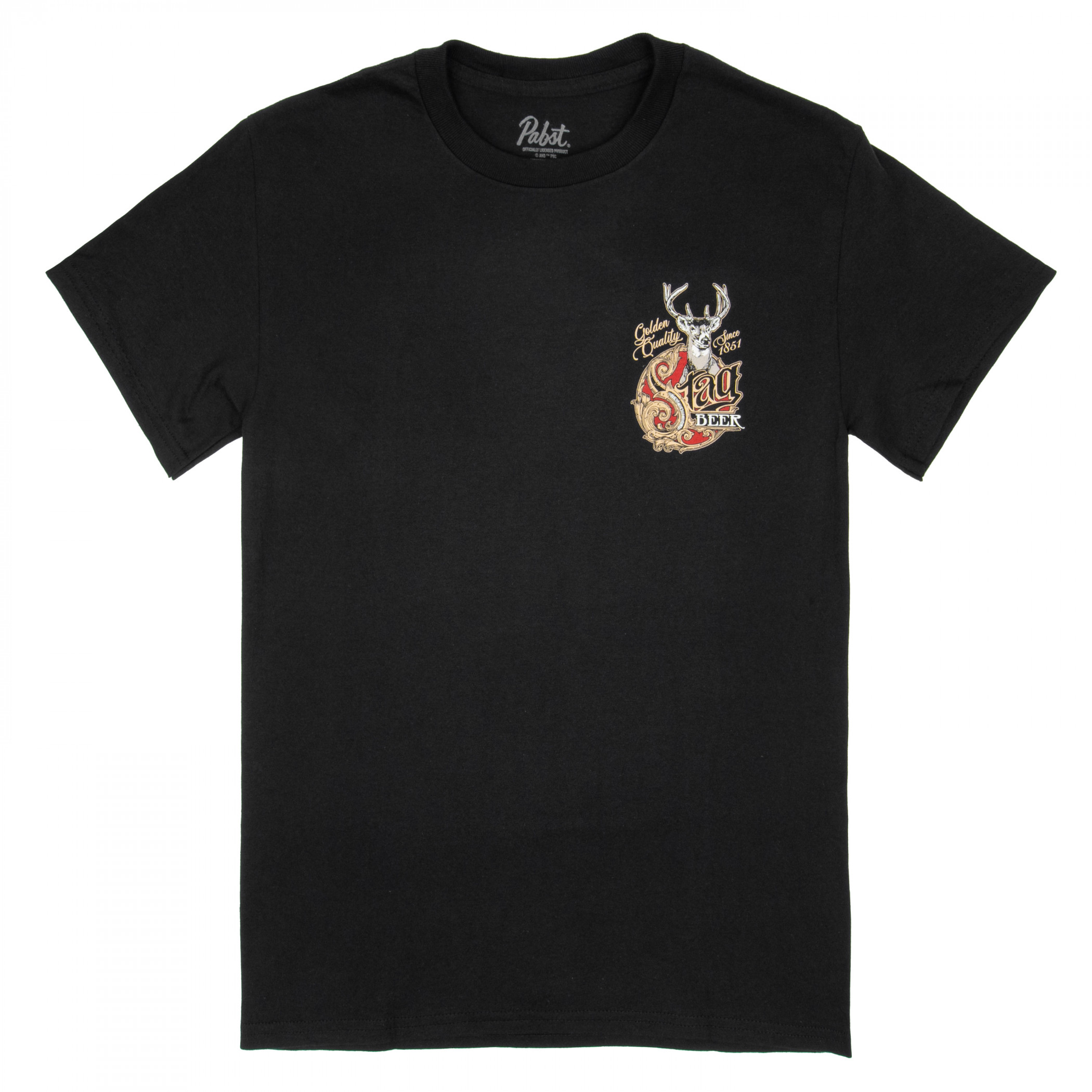 Stag Beer Logo Black Front and Back Print T-Shirt