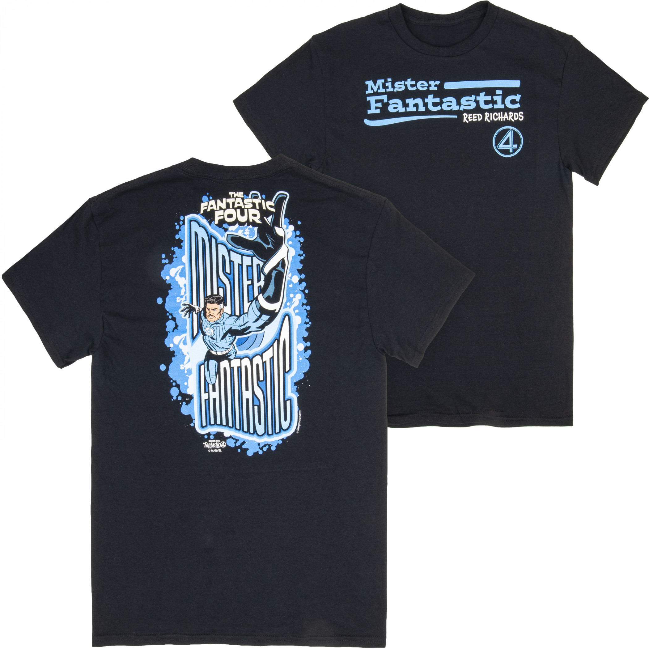 Fantastic Four - Mister Fantastic Front and Back Print T-Shirt, Black