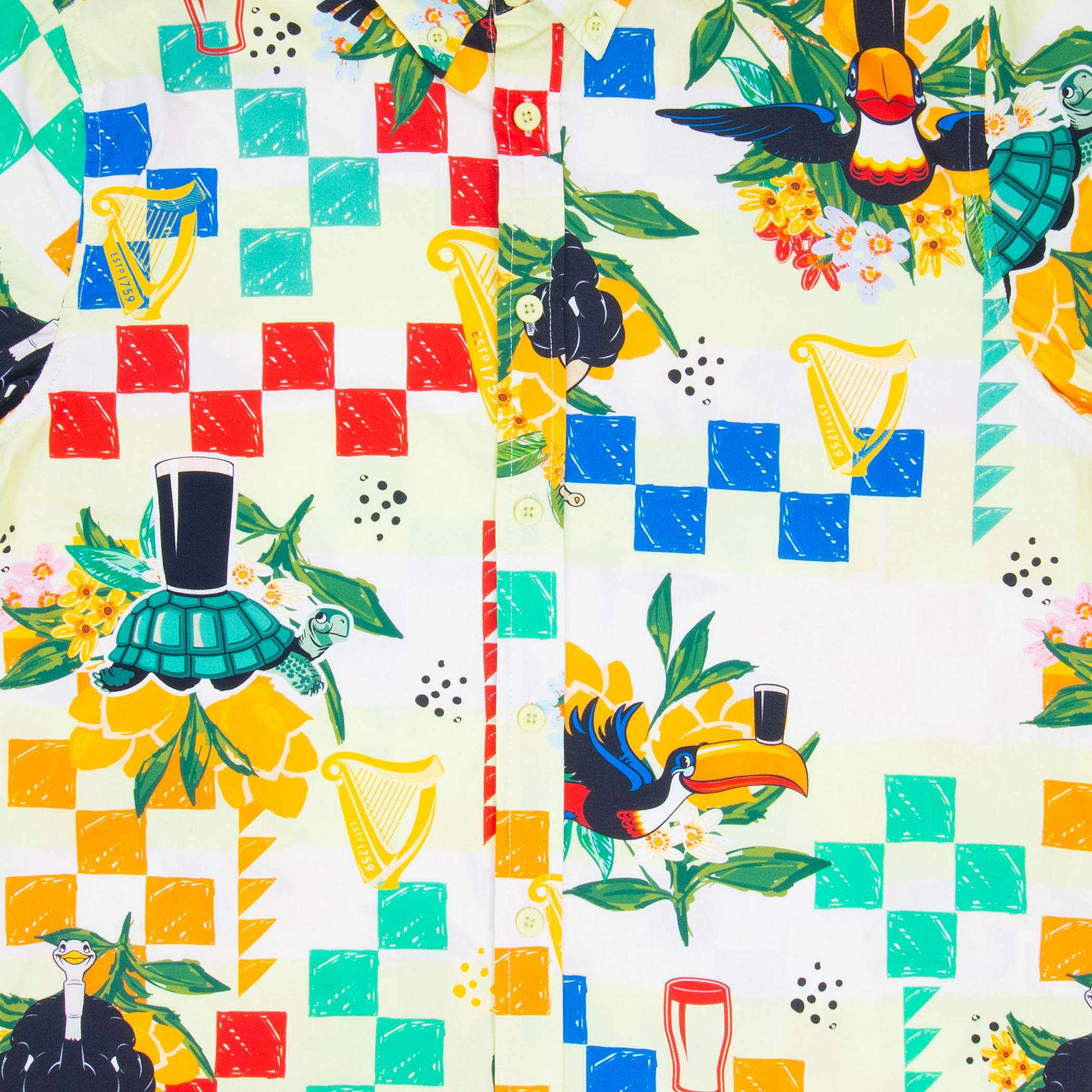 Guinness Toucan Button Down Beach Shirt