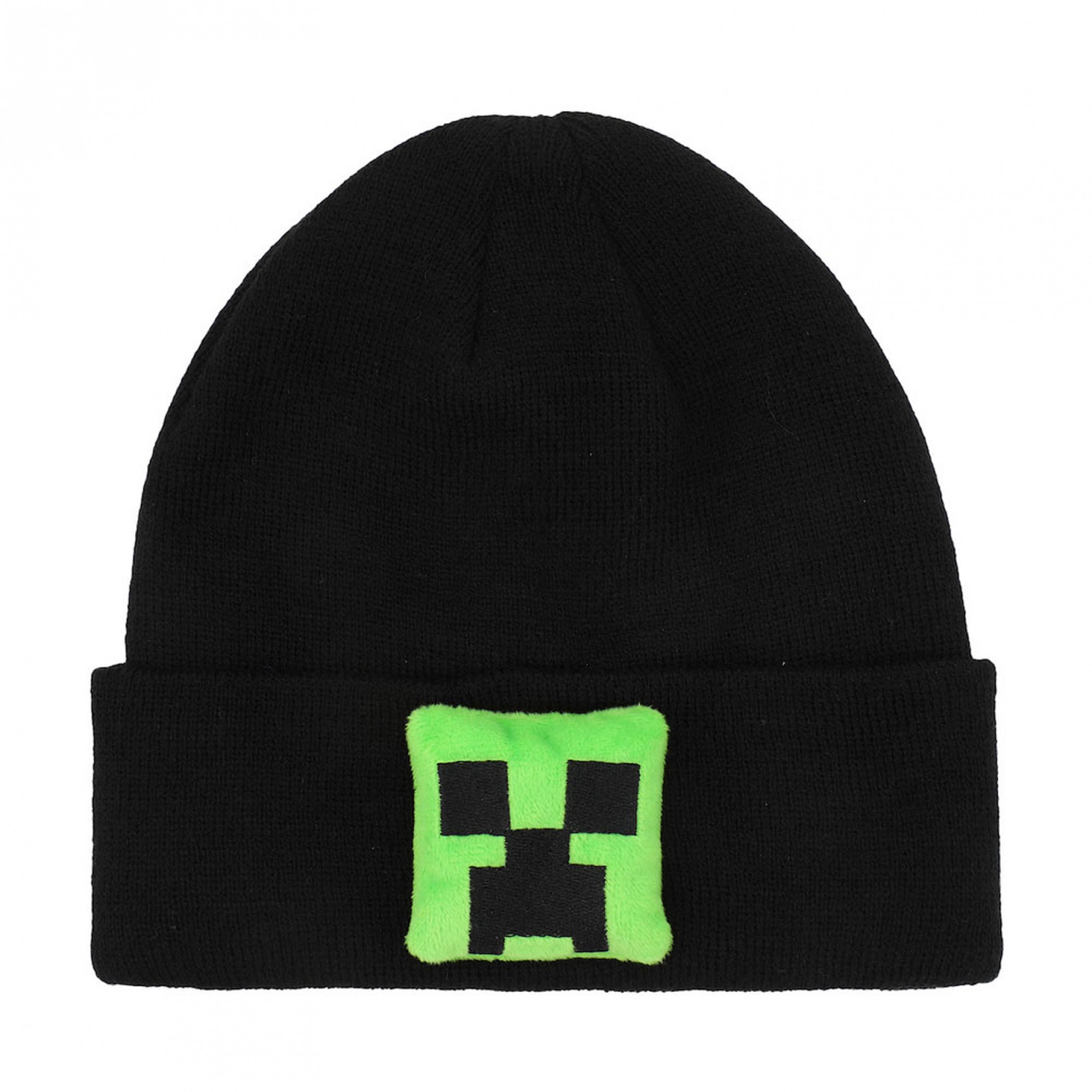 Minecraft Plush 3D Cuff Youth Beanie, Black