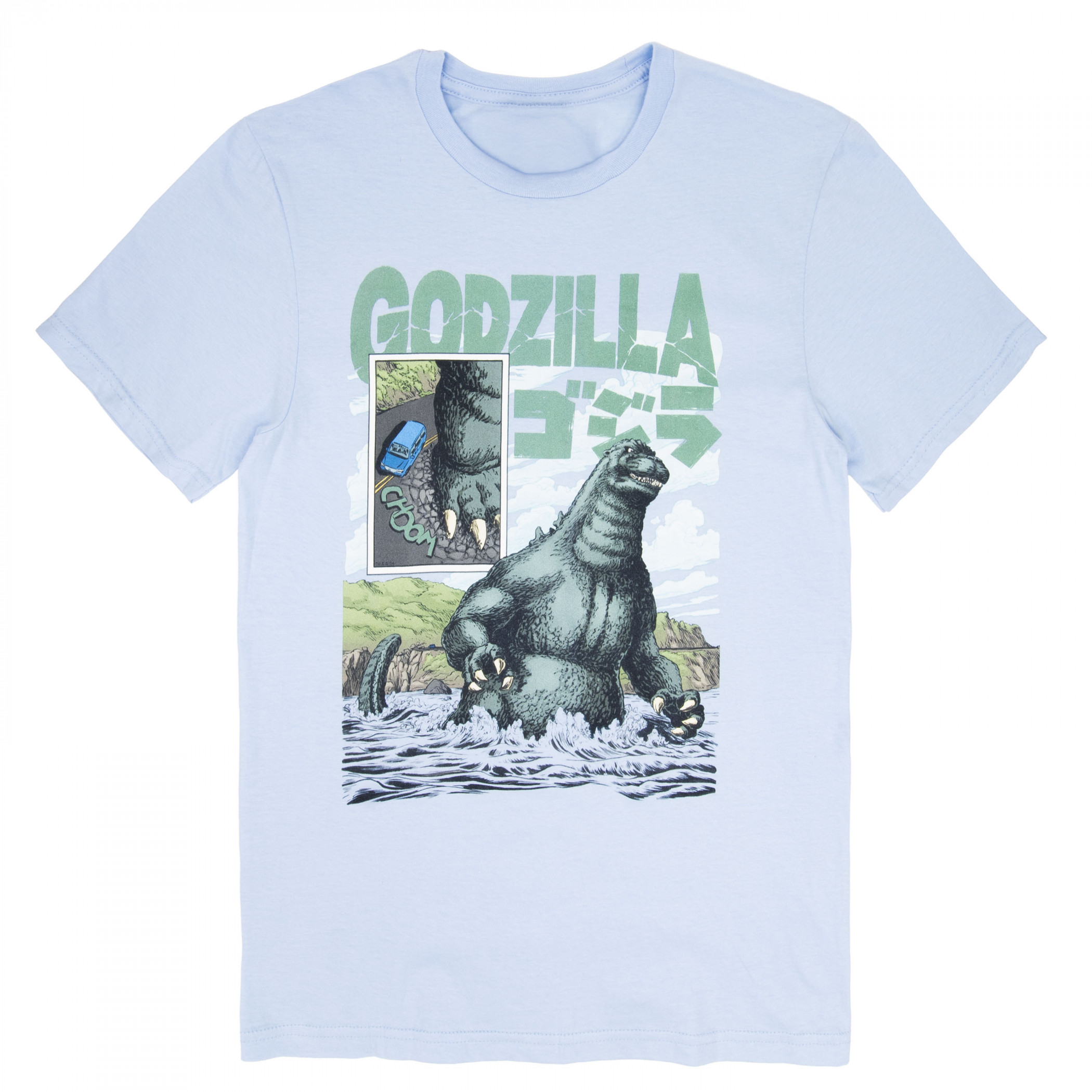 Godzilla Classic Ocean Comic Art T-Shirt, Blue