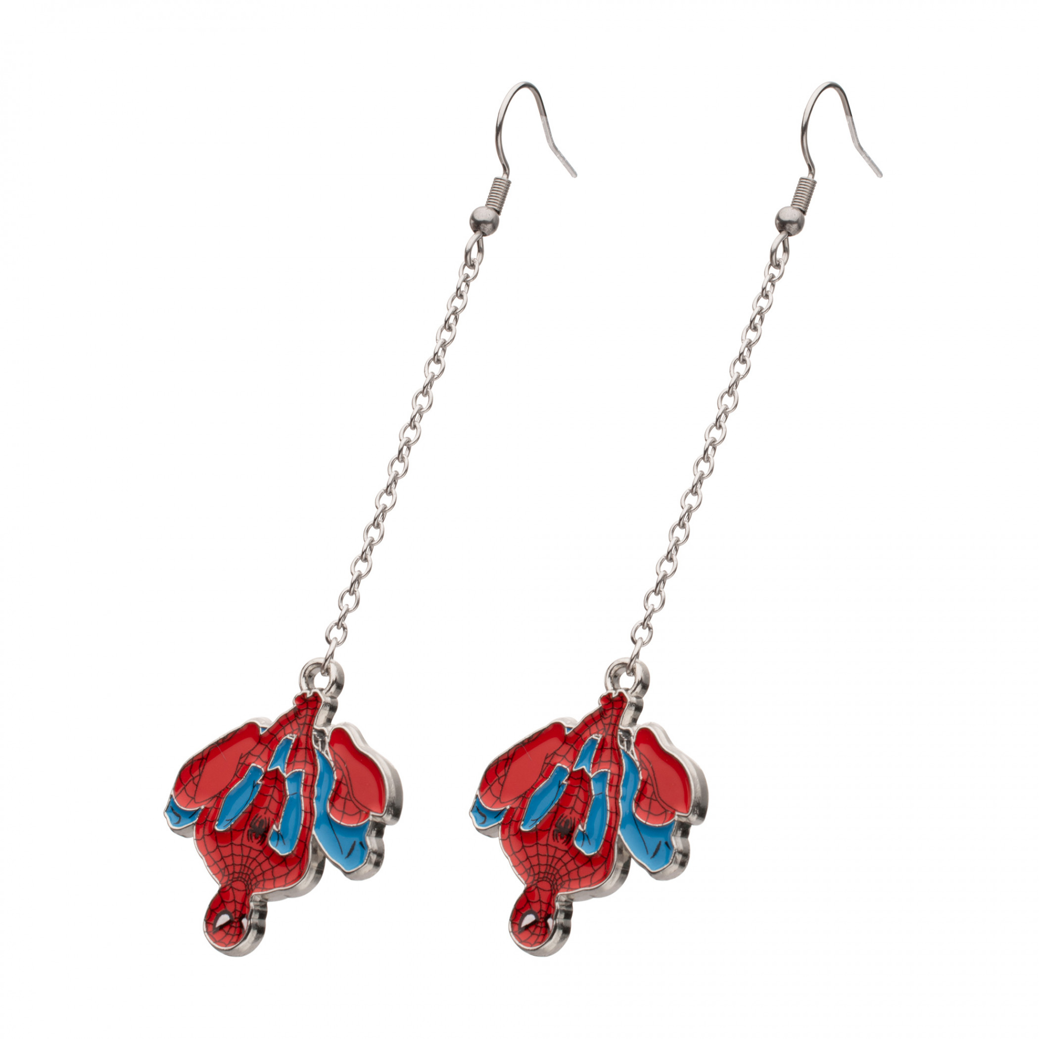 Spider-Man Upside-Down Dangle Earrings, Red