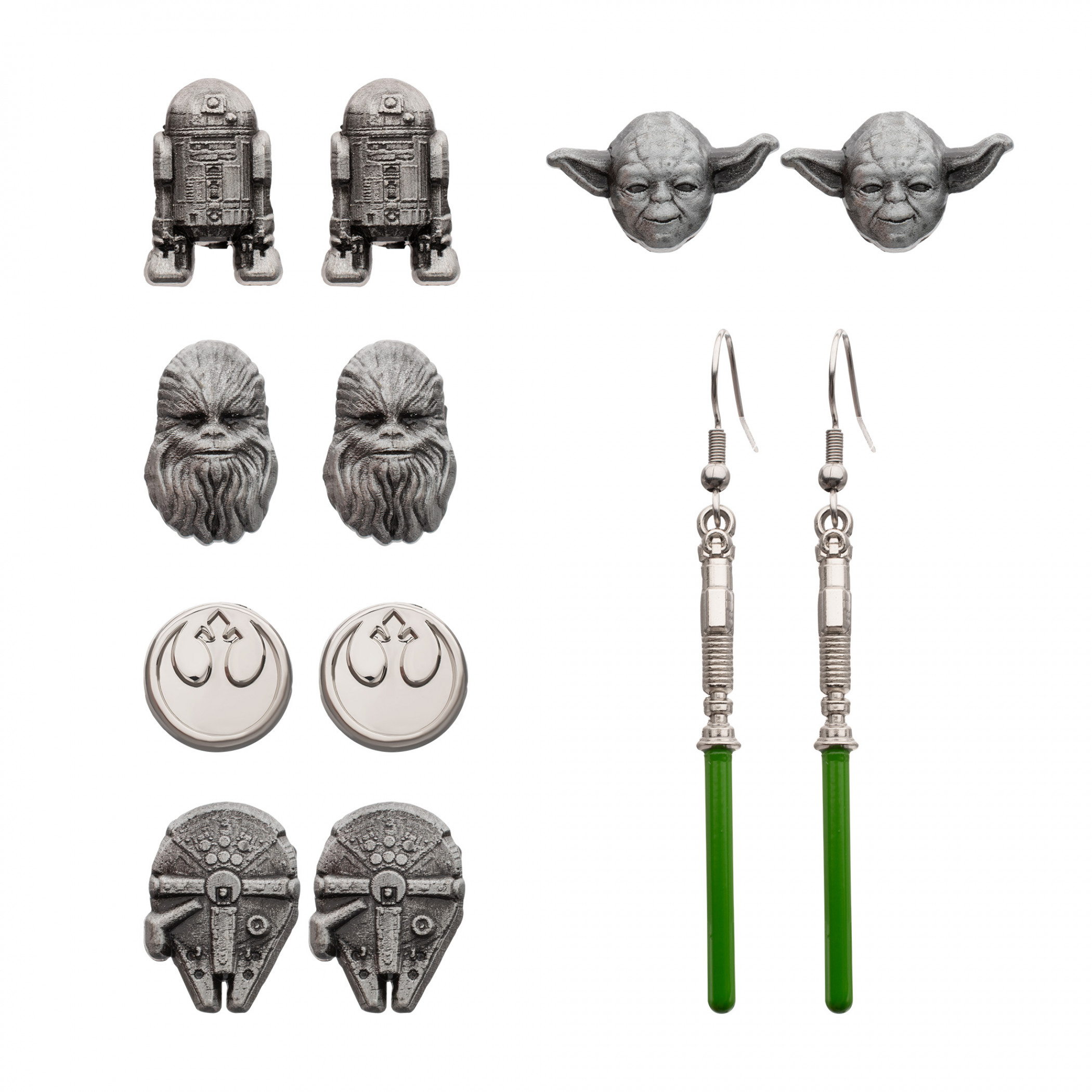 Star Wars Rebel Light Side 6-Pack Stud Earring Set, Silver