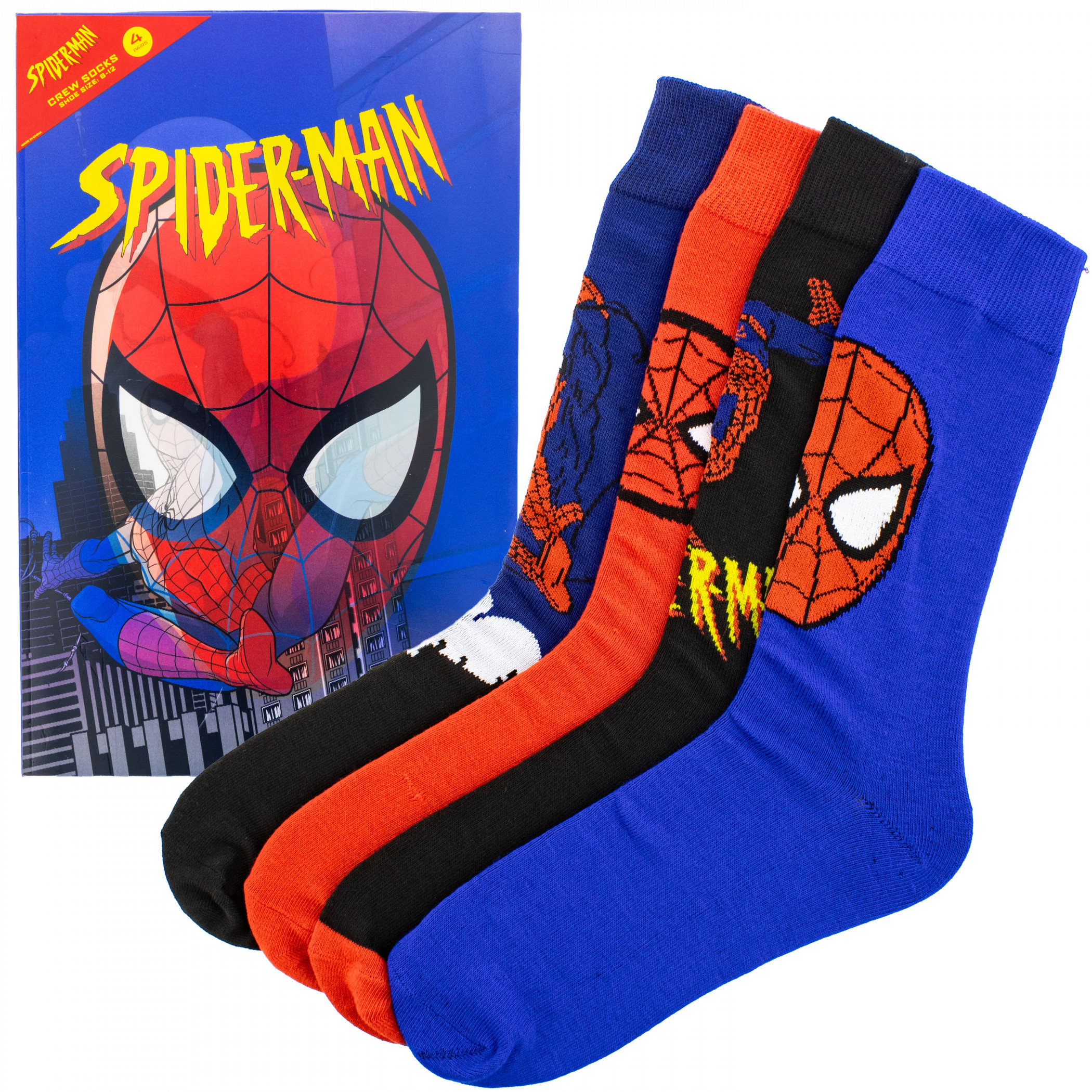 Spider-man 4-Pair Crew Socks Lenticular Box Set, Multi-Color